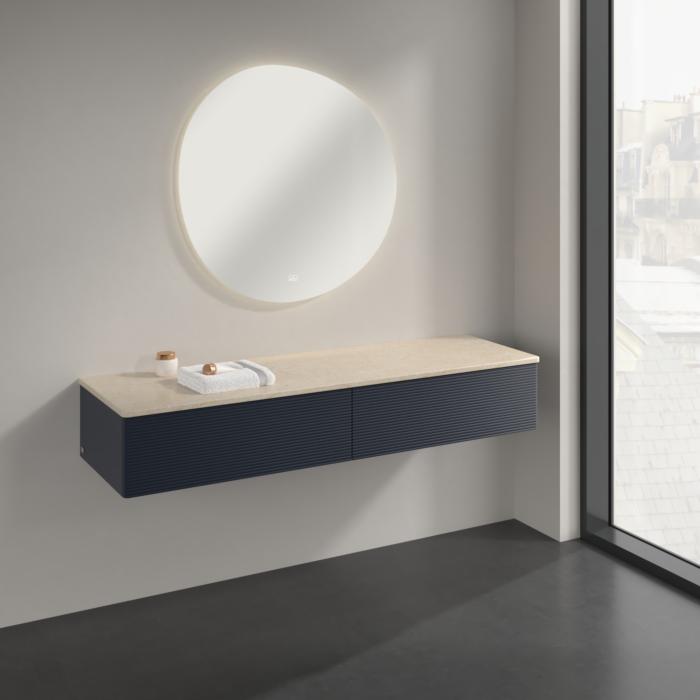 Villeroy Und Boch Antao Sideboard K42103HG 160X26,8X50Cm, Waschbeckenplattenfarbe Botticino, Midnight Blue Matt Lacquer
