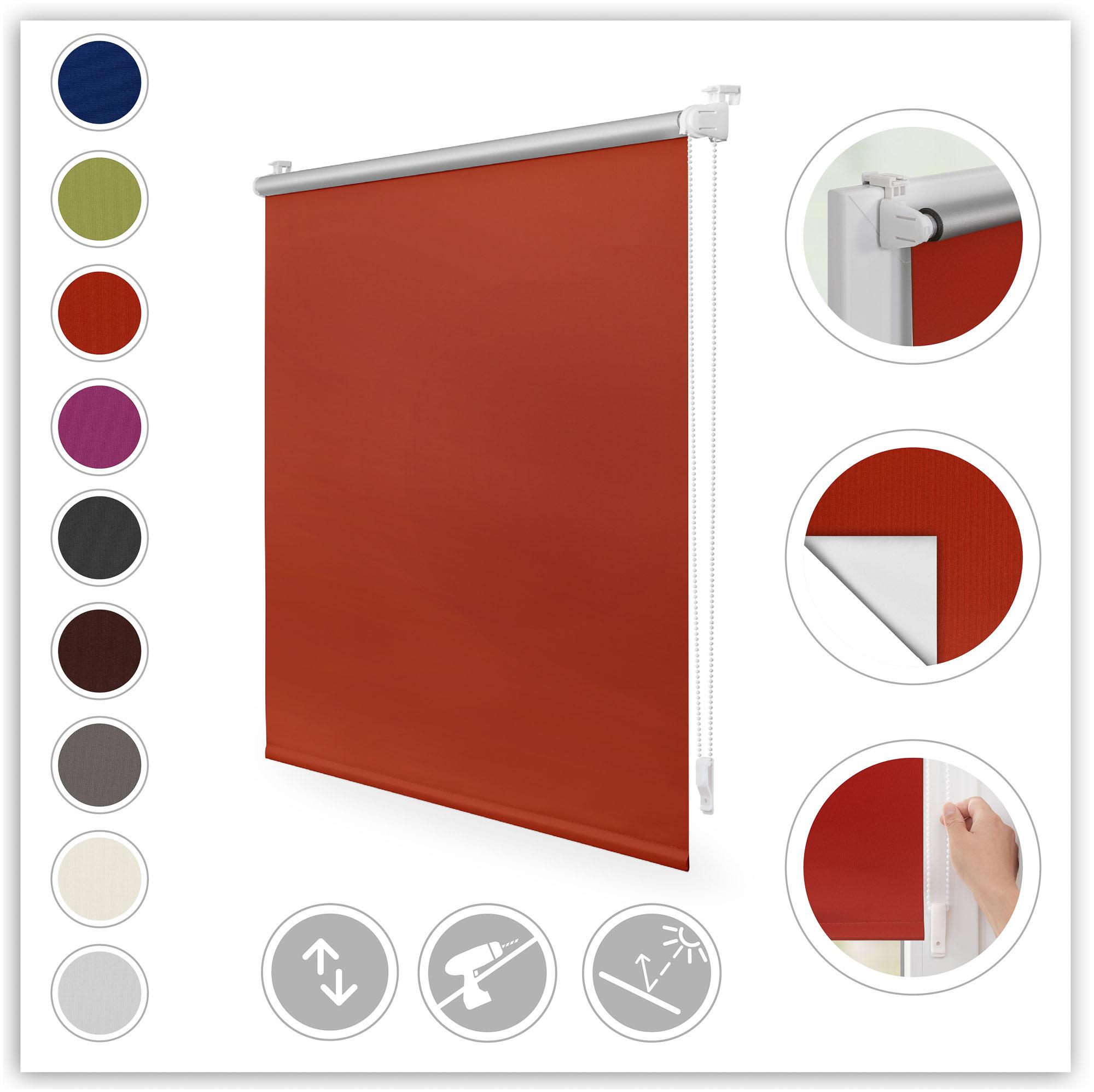 Seitenzugrollo LICHTBLICK ORIGINAL "Klemmfix Hitzeschutz" Gr. 16, orange (terra, terra), B:110cm H:150cm, Polyester, Rollos, Seitenzugrollo, mit Thermobeschichtung