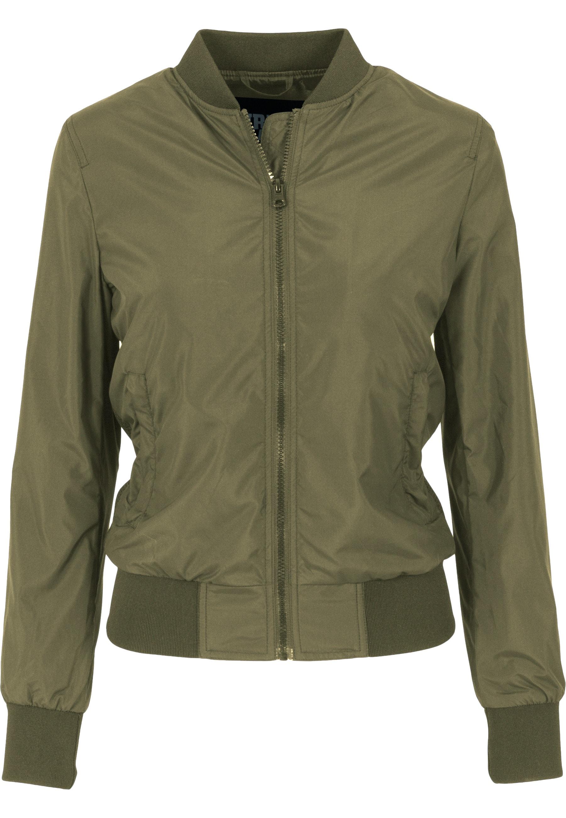 Allwetterjacke Urban Classics "Urban Classics Damen Ladies Light Bomber Jacket", Damen, Gr. 3XL, Olive, 100% Polyester, Unifarben, Normal, Rundhals, Jacken
