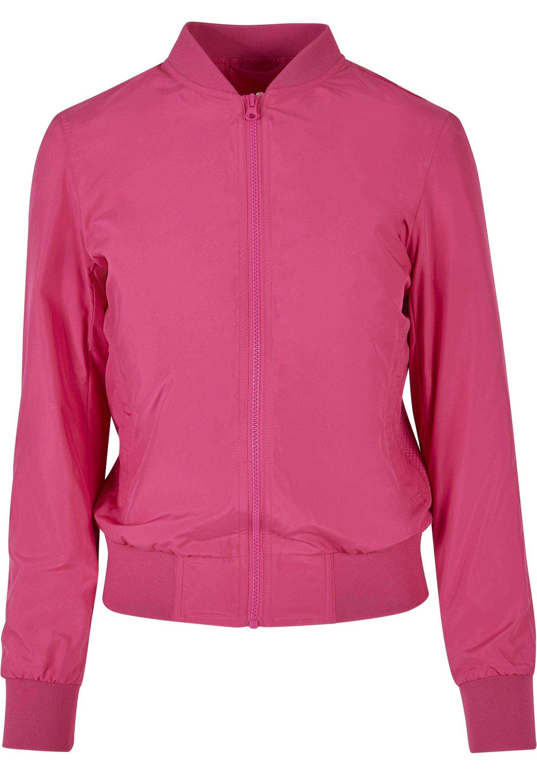Allwetterjacke Urban Classics "Urban Classics Damen Ladies Light Bomber Jacket", Damen, Gr. S, Hibiskus Pink, 100% Polyester, Unifarben, Normal, Rundhals, Jacken