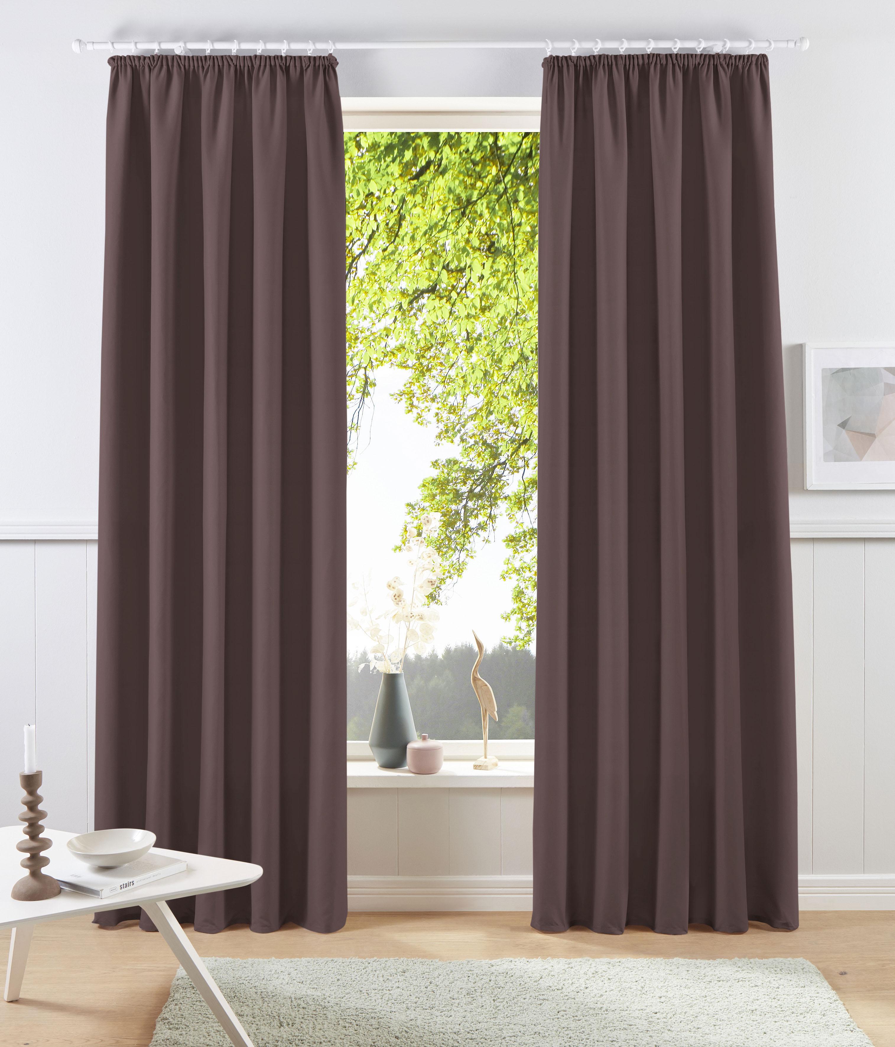 Vorhang OTTO HOME "Raja, Gardinen mit Kräuselband, Vorhänge Wohnzimmer" Gr. 4, braun, B:140cm H:245cm, Polyester, Recyceltes Material, Gardinen, Vorhang, 2er-Set, Bestseller, einfarbig, modern, pflegeleicht, Mikrofaser, Topseller