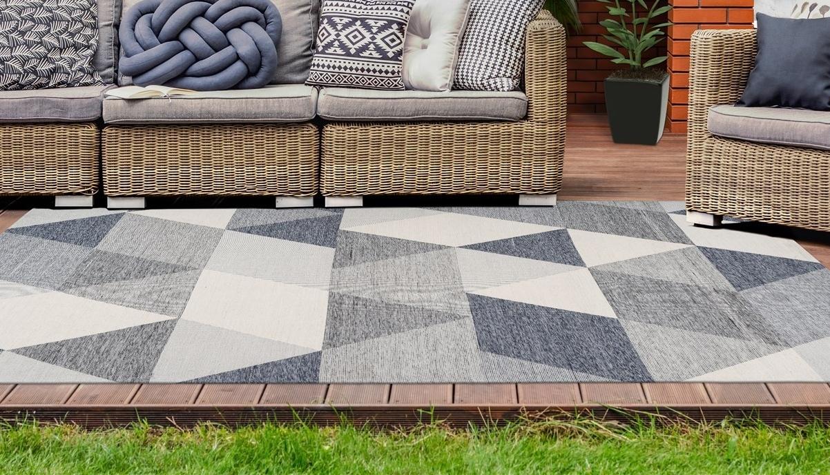 Teppich CALO-DELUXE "Rico 405" Gr. 2, grau (grau, creme), B:80cm H:10mm L:150cm, Kunstfaser, Teppiche, Teppich, In- und Outdoor geeignet, pflegeleicht, Wohnzimmer