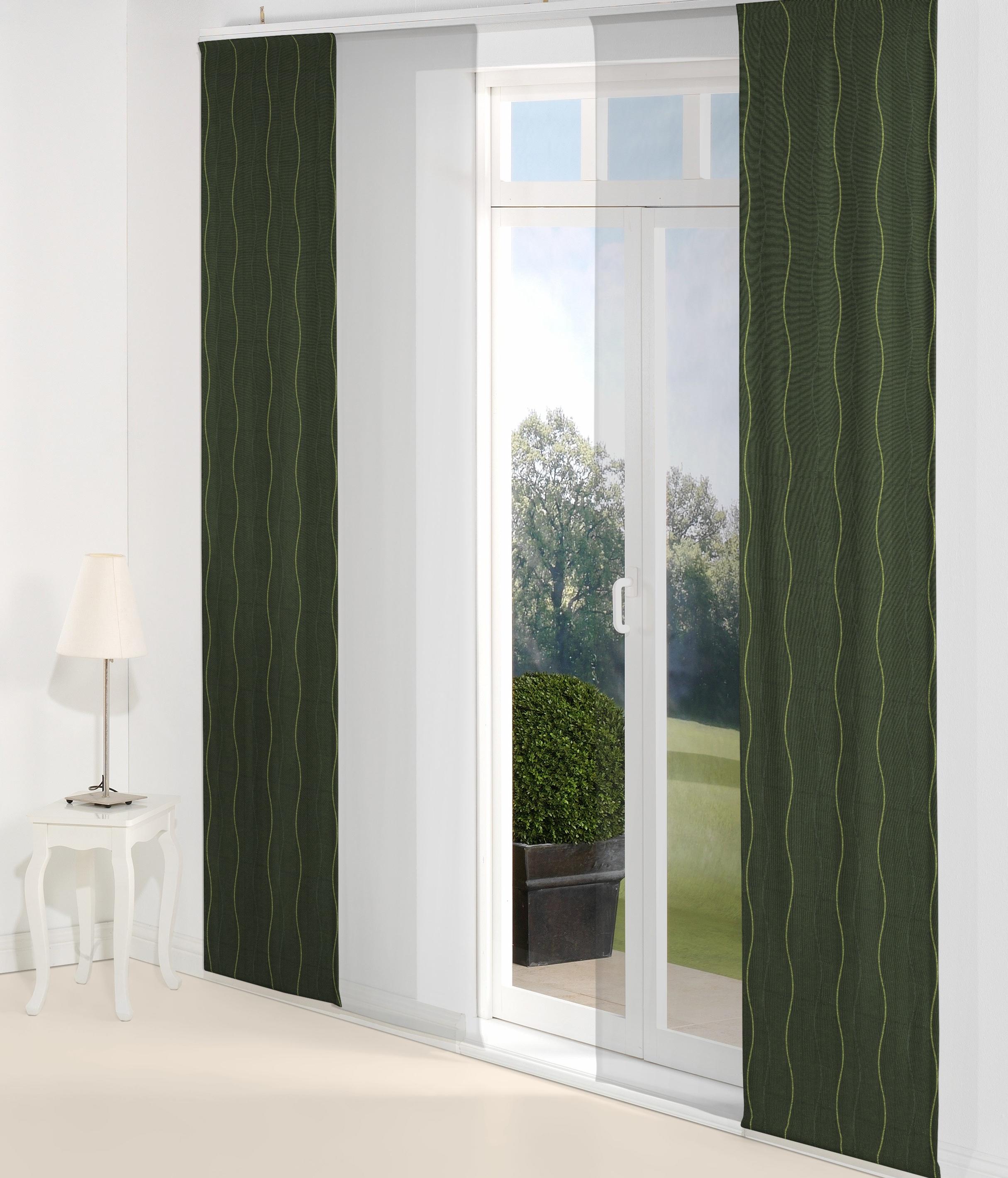 Schiebegardine WIRTH "Sepino" Gr. 4, grün, B:60cm H:245cm, Jacquard, Baumwolle, Polyester, Gardinen, Schiebegardine