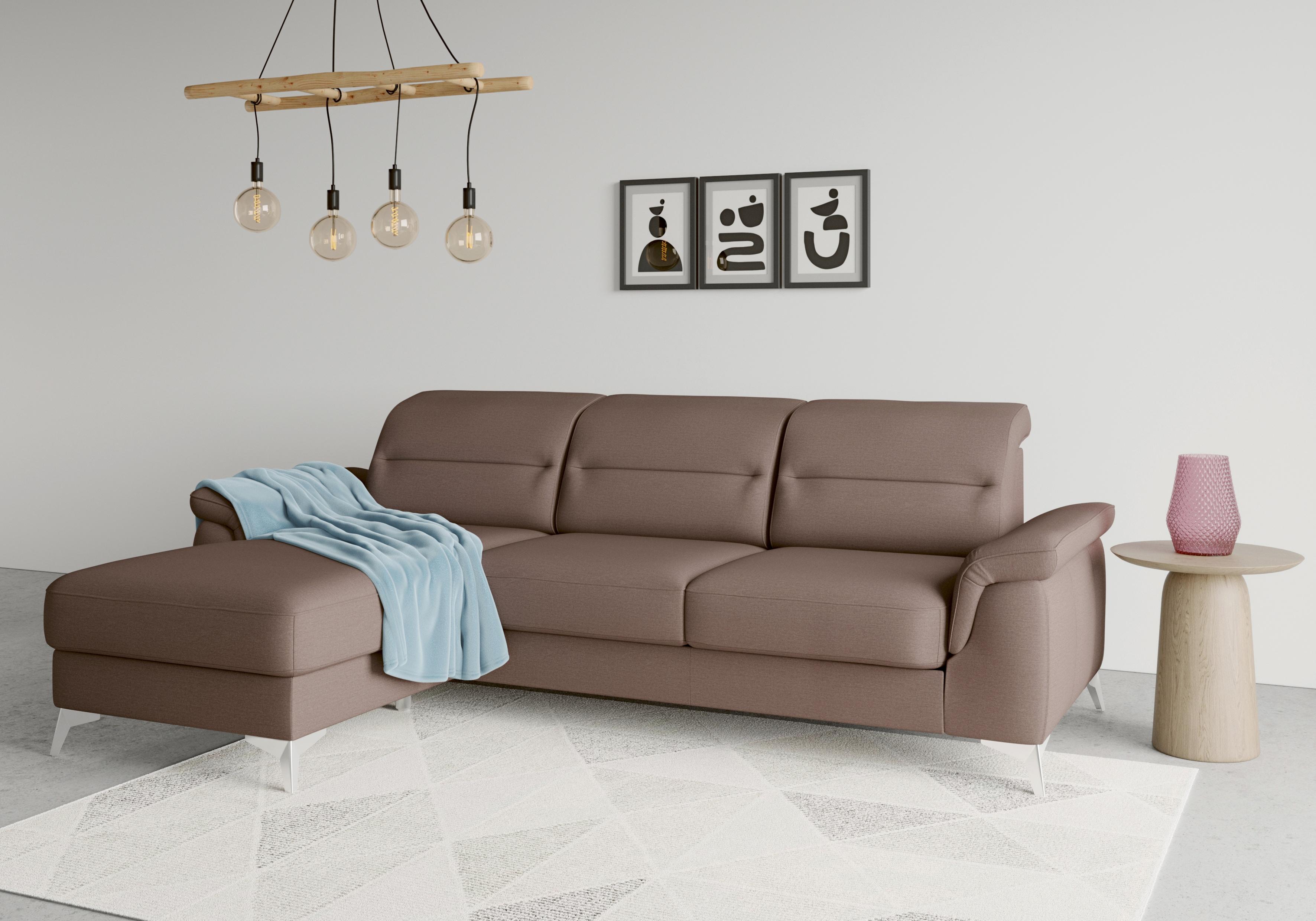 Ecksofa SIT & MORE "Sinatra L-Form", braun (espresso), B:258cm H:85cm T:170cm, 98% Polyester, 2% Polyamid, Sofas, Ecksofa, mit Recamiere, optinal mit Kopfteilverstellung und Armteilfunktion