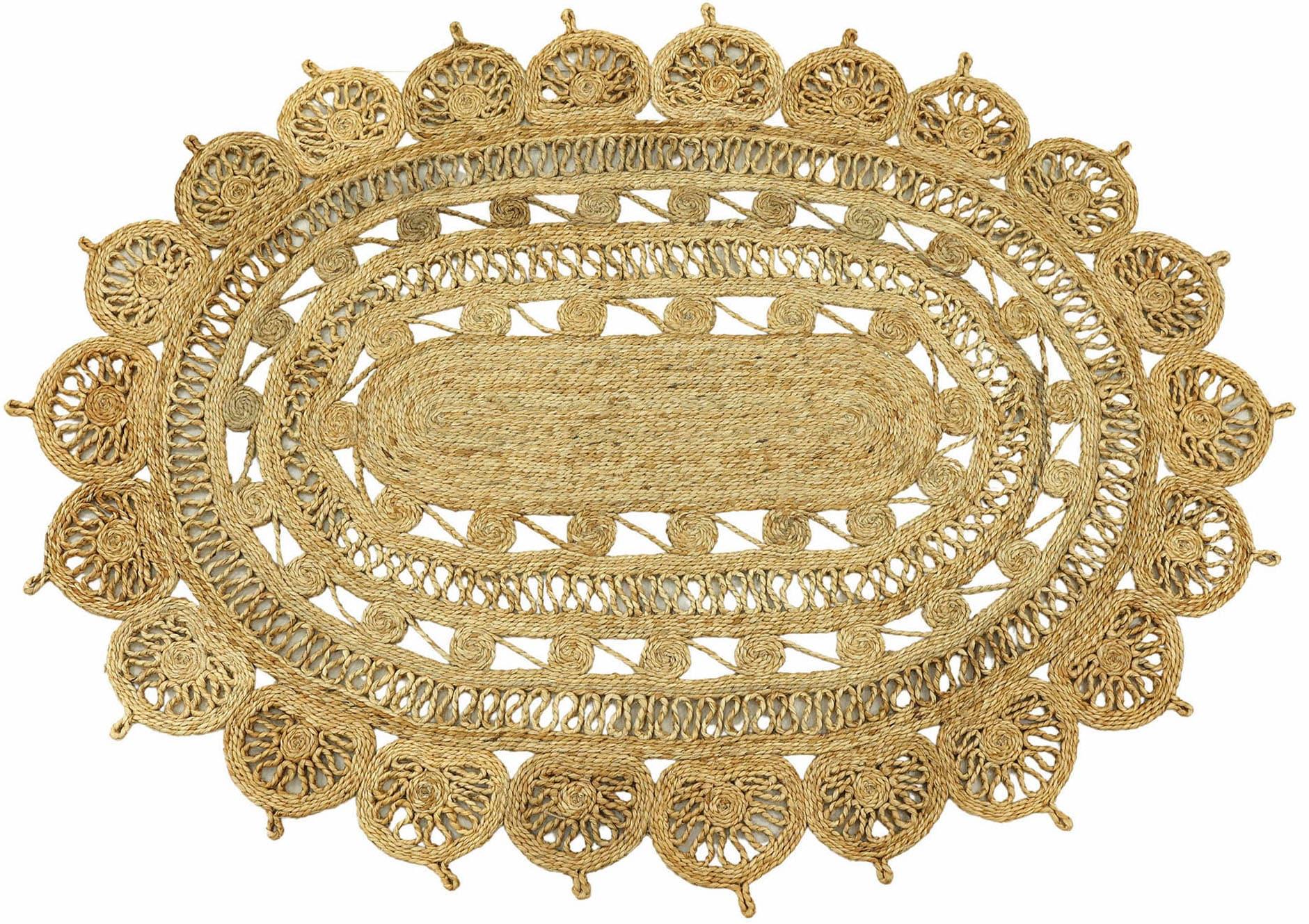 Sisalteppich CARPETFINE "Juteteppich Cate", beige (natur), B:80cm H:13mm L:150cm, Jute, Teppiche, Sisalteppich, natürliches Pflanzenmaterial von Hand gewebt, Boho Style