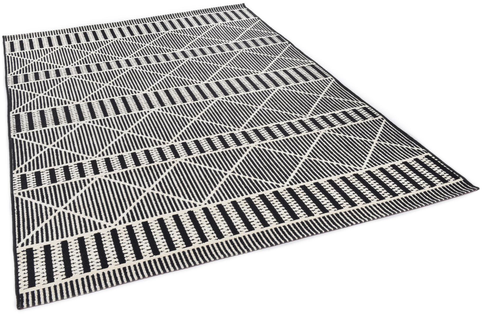 Teppich TOM TAILOR HOME "Funky Outdoor Geometric", schwarz, B:160cm H:5mm L:235cm, Polypropylen (PP), Teppiche, Teppich, Flachgewebe, modernes Rauten Design, Outdoor geeignet, Wohnzimmer