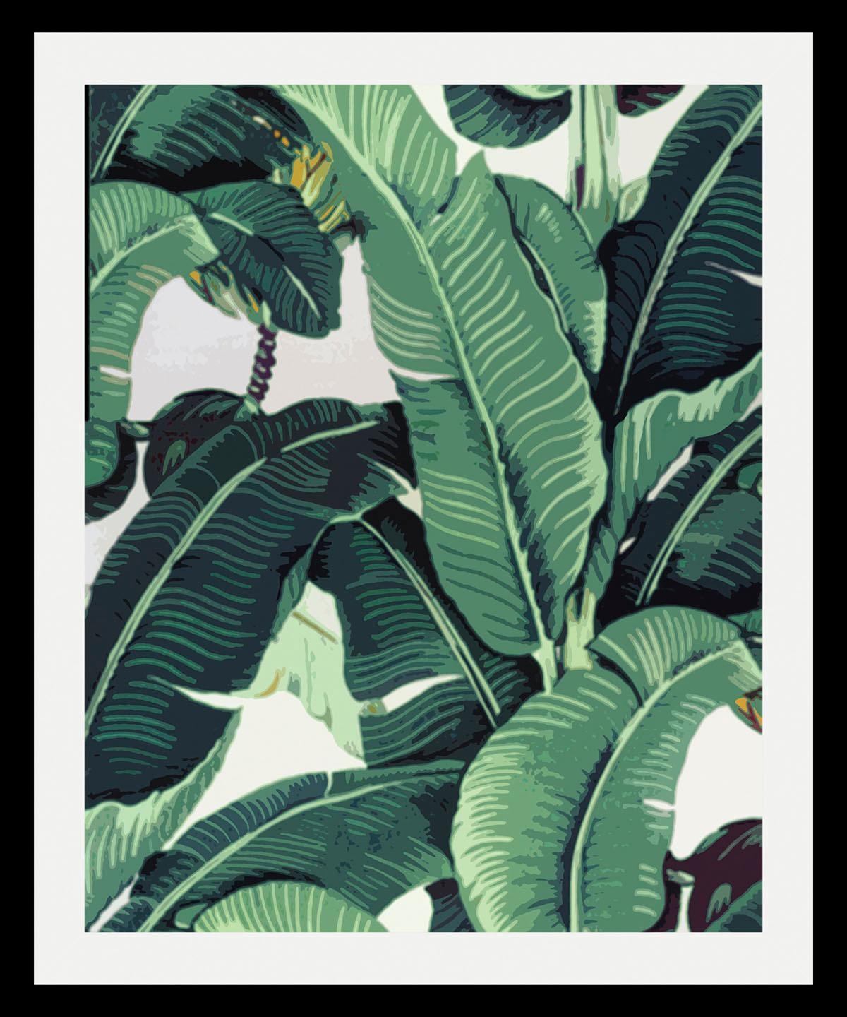 Bild QUEENCE "Blätter", bunt (farbe rahmen: schwarz, farbe bild(er): bunt), B:50cm H:70cm T:3cm, Acrylglas, Holz, Papier, Bilder, Bild, HD Premium Poster-Druck inkl. Holzrahmen