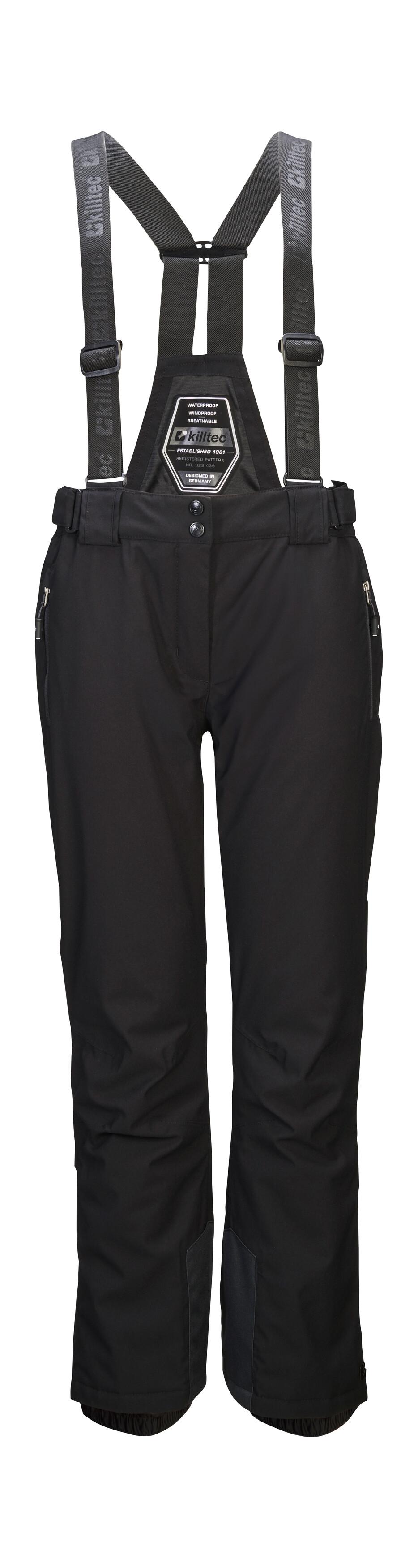 Skihose KILLTEC "Laraka KG", Damen, Gr. 18, Kurzgrößen, schwarz, Obermaterial: 100% Polyester;Futter: 100% Polyester;Füllung: 100% Polyester, Hosen Skihose, Atmungsaktive, wasserdichte Skihose mit abnehmbarem Latz.