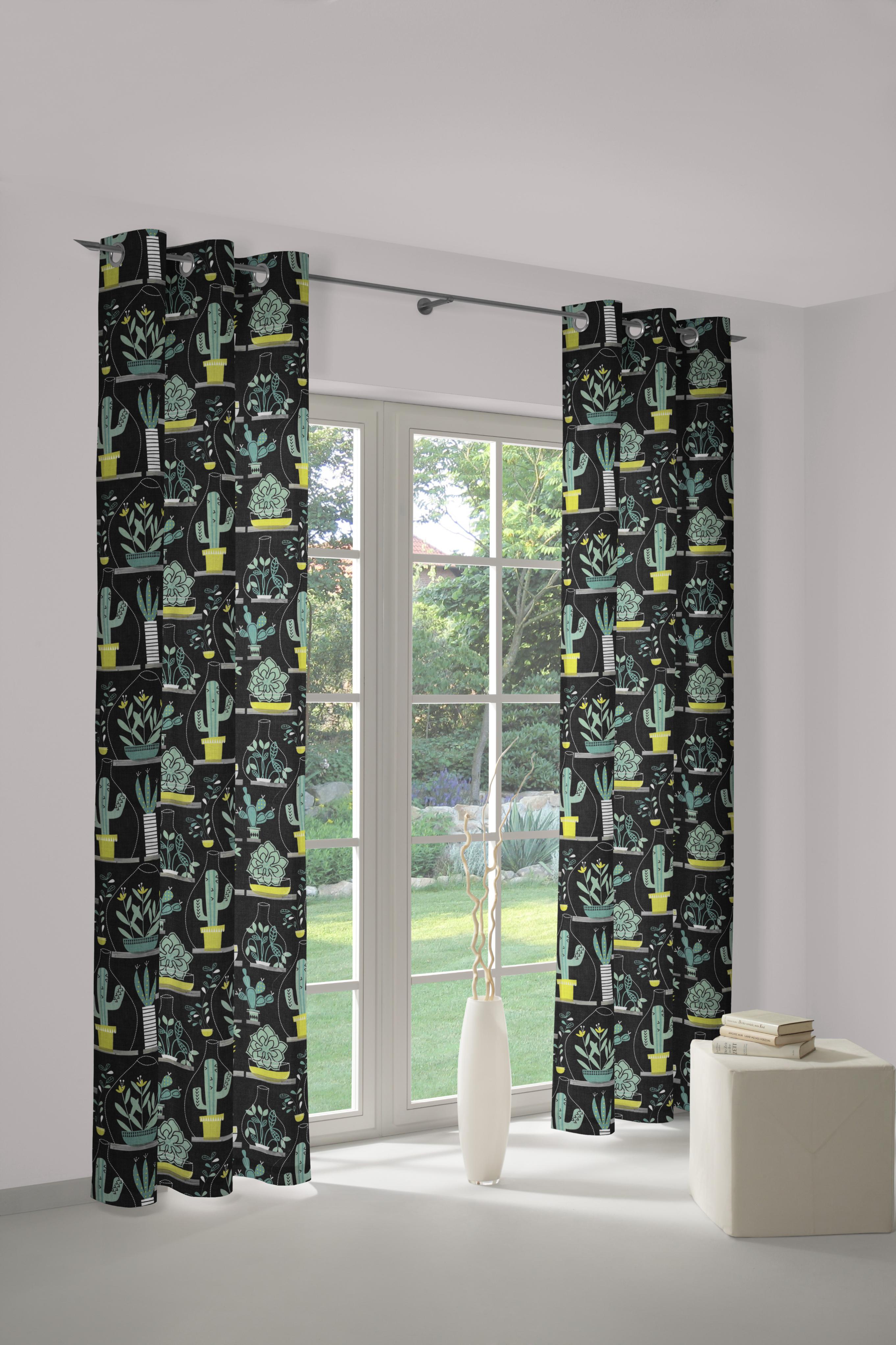 Vorhang WIRTH "Oakham" Gr. 1, grün (grün, schwarz), B:130cm H:150cm, Polyester, Gardinen, Vorhang