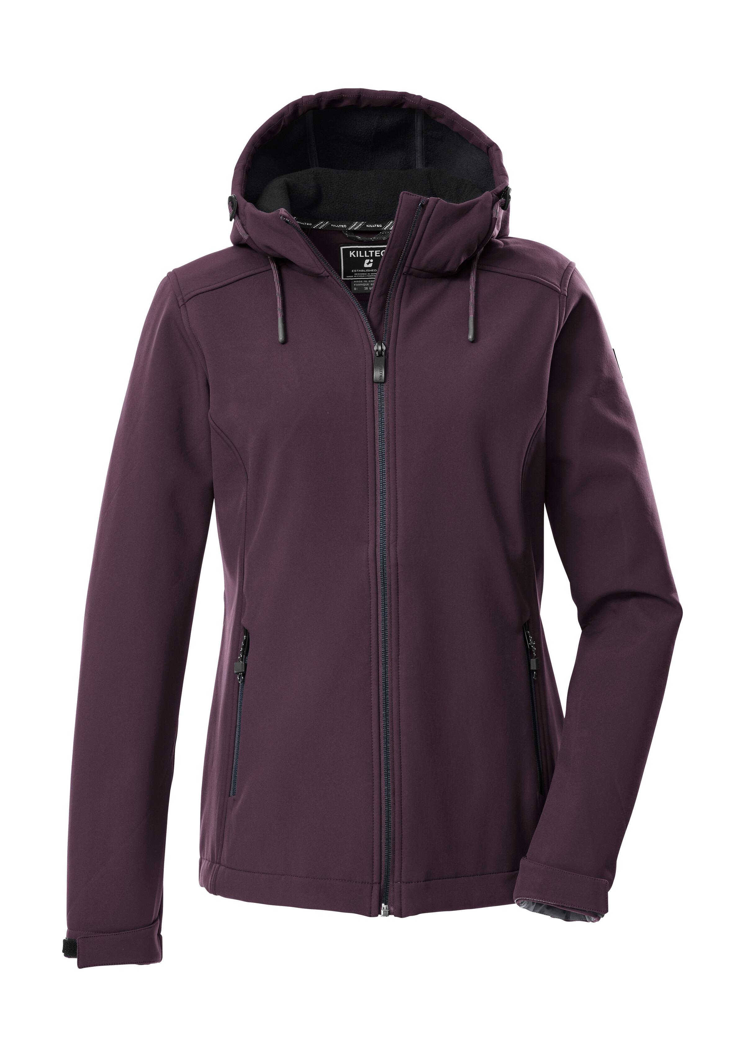 Softshelljacke KILLTEC "KOW 8 WMN SFTSHLL JCKT", Damen, Gr. 44, pflaume, Oberseite: 92% Polyester, 8% Elasthan;Rückseite: 100% Polyester, Jacken Softshelljacke, Damen Softshelljacke: wasser- und windabweisend, atmungsaktiv