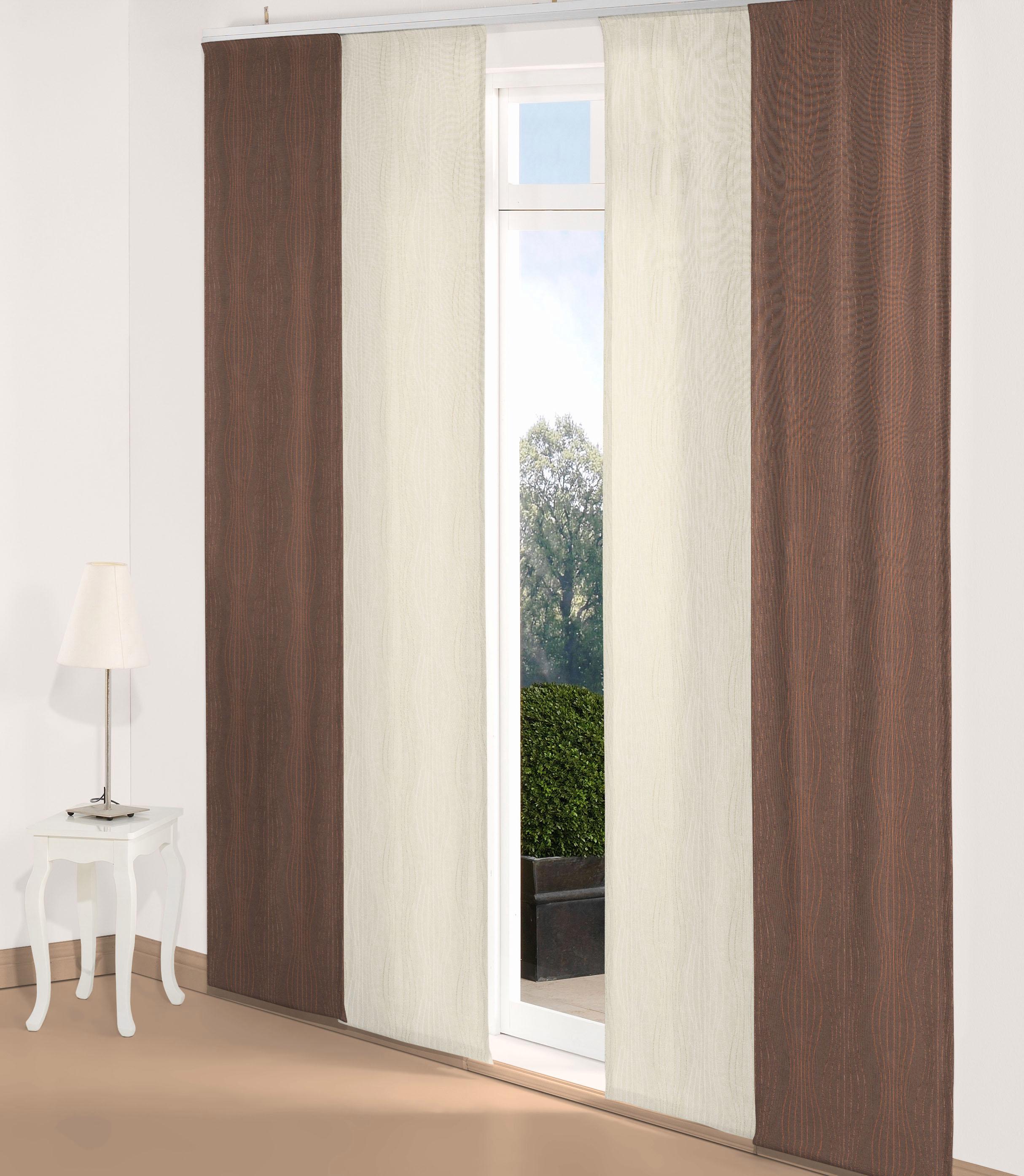 Schiebegardine WIRTH "Riccia" Gr. 3, braun (braun, kupferfarben), B:60cm H:225cm, Jacquard, Baumwolle, Polyester, Gardinen, Schiebegardine, inkl. Beschwerungsstange