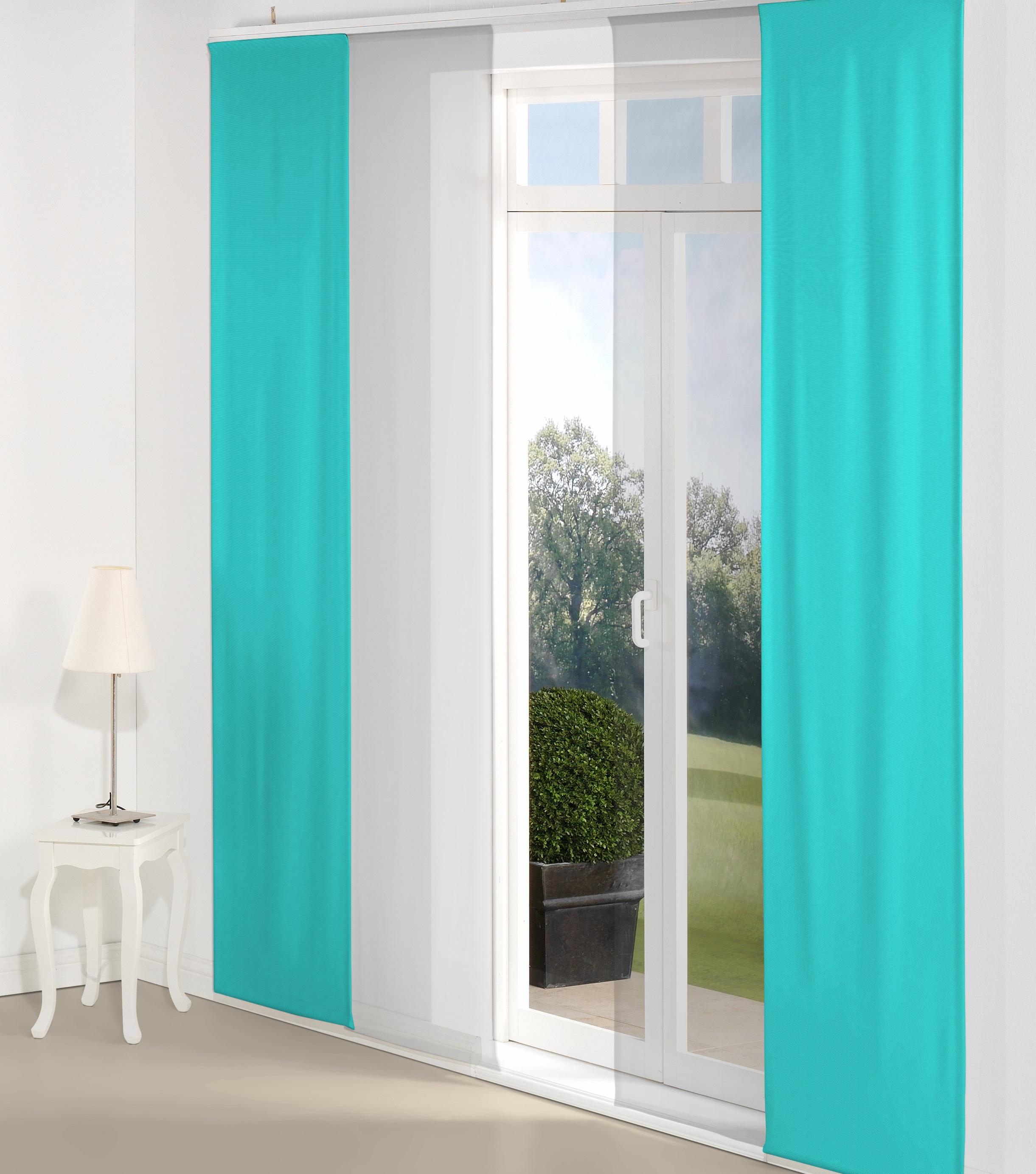 Schiebegardine WIRTH "WirthNatur" Gr. 3, blau (türkis), B:60cm H:225cm, Baumwolle, Gardinen, Schiebegardine, Inkl. Montagezubehör