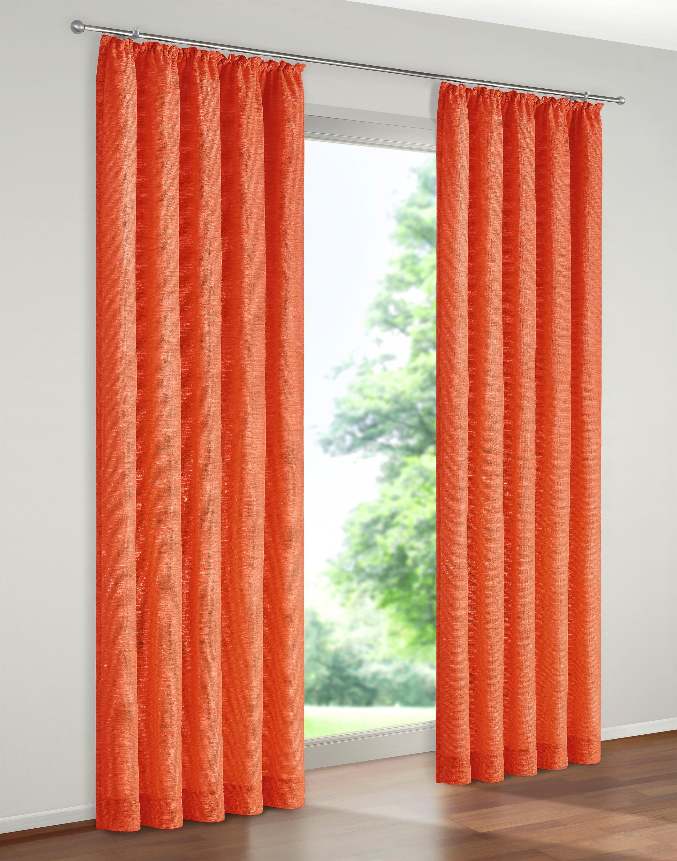 Vorhang WIRTH "Holmsund 288g/qm" Gr. 16, orange (terra), B:270cm H:255cm, Chenille, Polyacryl, Gardinen, Vorhang