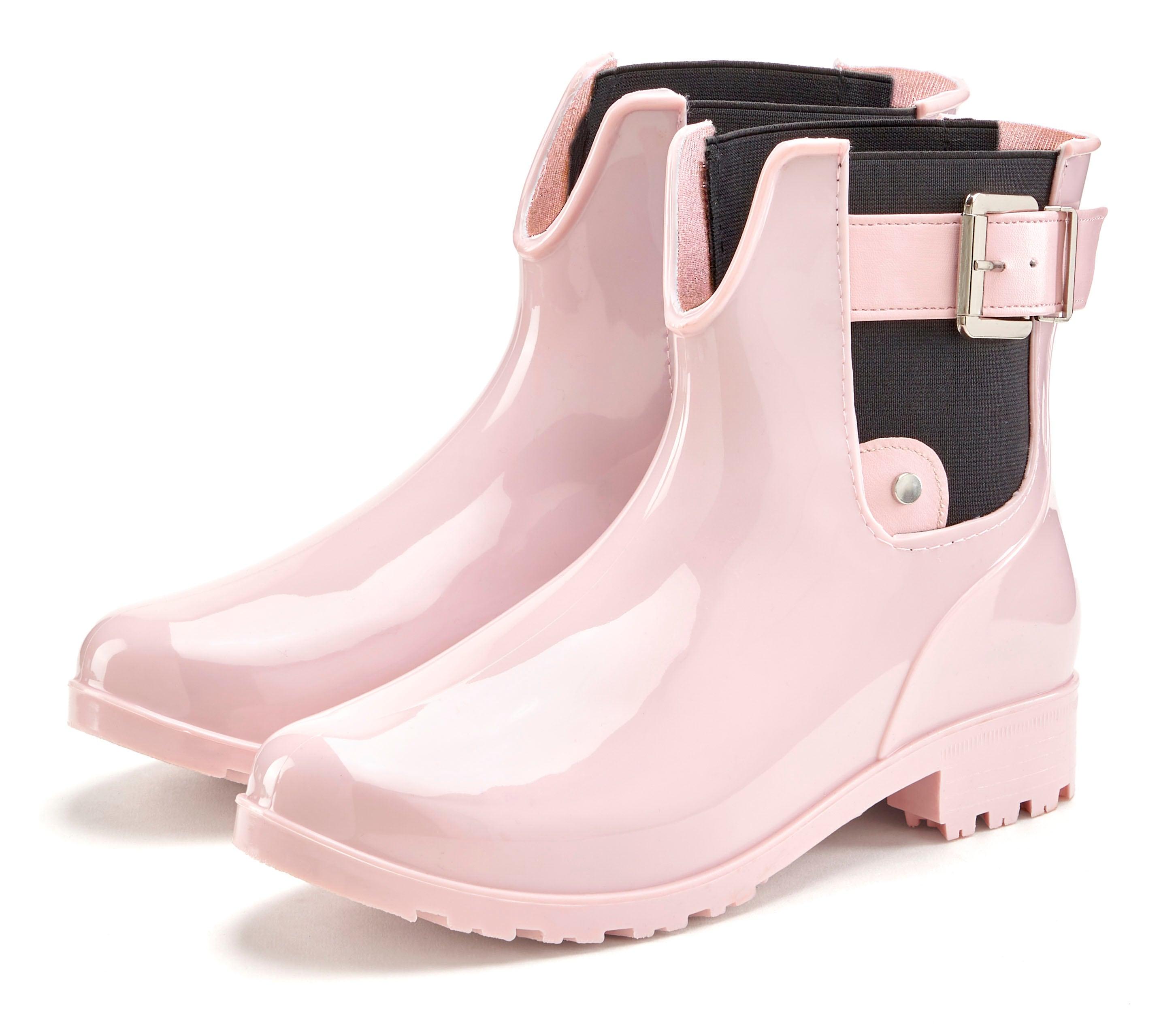 Gummistiefelette VIVANCE, Damen, Gr. 40, rosa (rose), Obermaterial: 100% PVC. Decksohle: 100% Textilmaterial. Futter: 100% Textilmaterial. Laufsohle: 100% Synthetik, glänzend, unifarben, Schuhe Gummistiefelette, Gummistiefel im Chelsea-Look, Schlupfstiefel, Boots, Stiefel VEGAN
