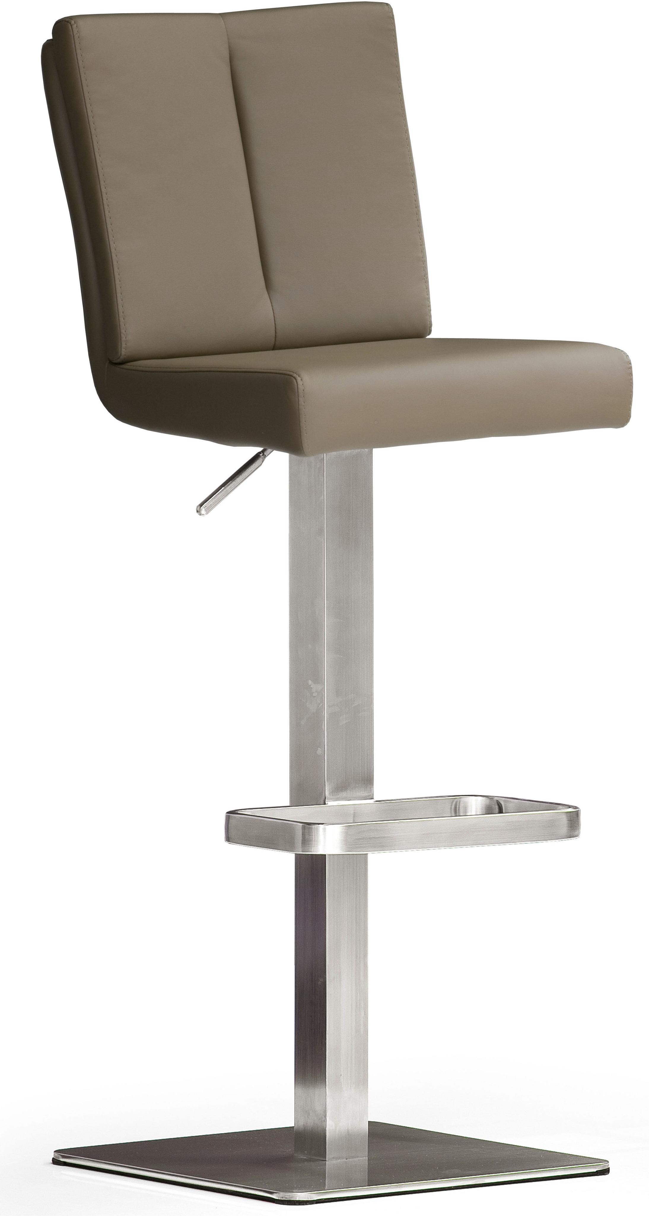 Bistrostuhl MCA FURNITURE "BARBECOOL Barhocker Bistrostuhl Tresenhocker", braun (cappuccino, edelstahl gebürstet), B:40cm H:89cm T:53cm, Kunstleder, Stühle, Bistrostuhl, mit Rückenlehne, Bodenplatte eckig, 180drehbar, Sitzhöhe von 56-81 cm