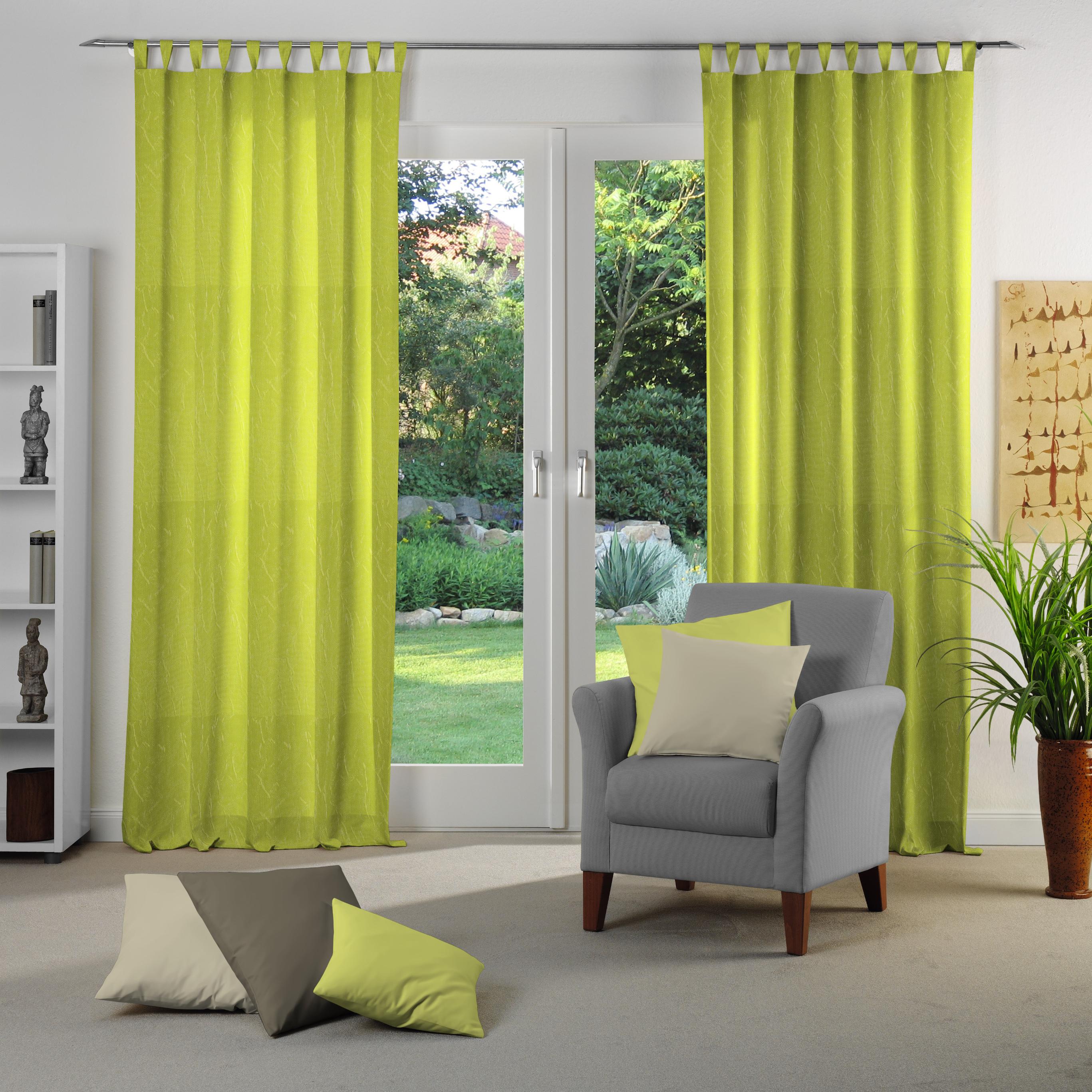 Vorhang WIRTH "Lahnstein" Gr. 2, grün (limone), B:132cm H:175cm, Polyester, Gardinen, Vorhang