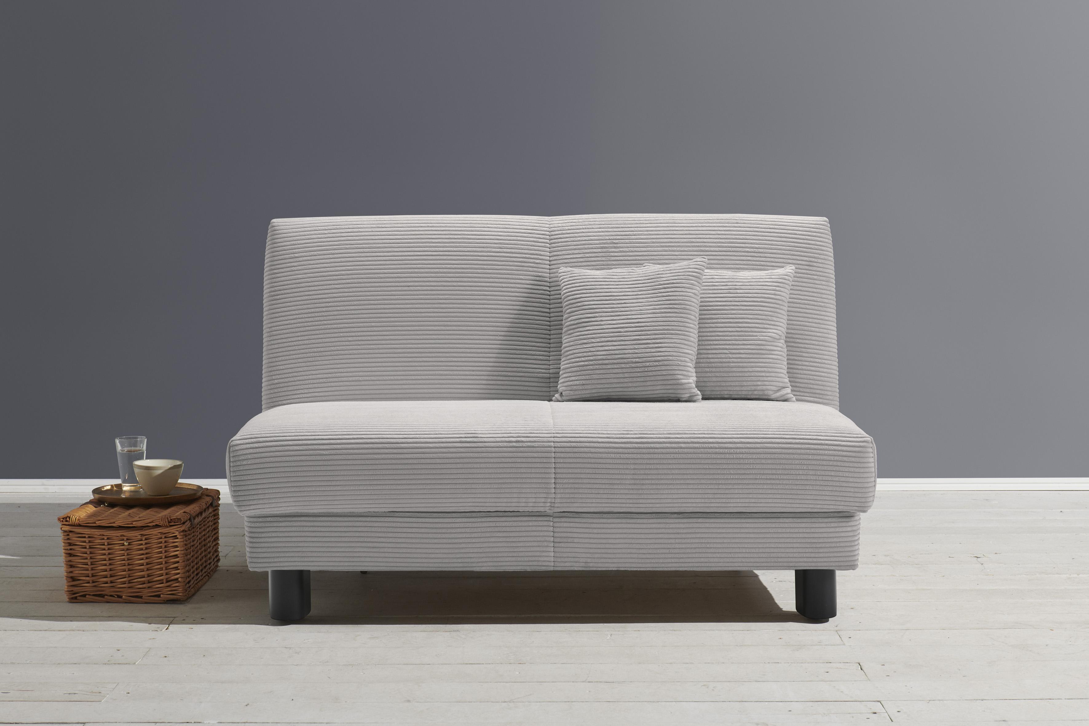 Schlafsofa ELL + ELL "Enny", grau (hellgrau), B:145cm H:85cm T:100cm, 92% Polyester 8% Nylon, Sofas, Schlafsofa