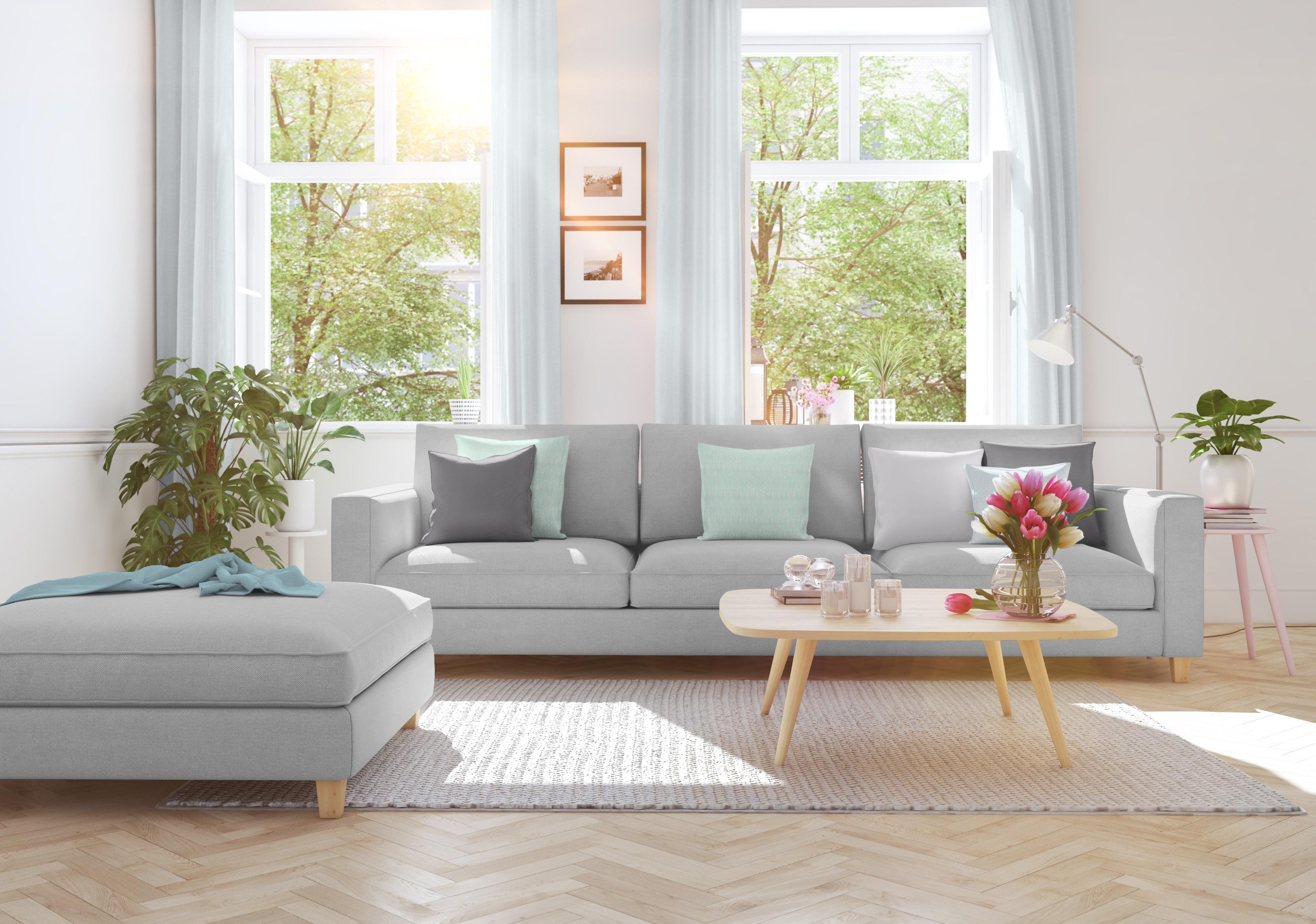 Vorhang WIRTH "Sunday", blau, B:142cm H:405cm, Jacquard, Baumwolle, Polyester, Gardinen, Vorhang, nach Maß