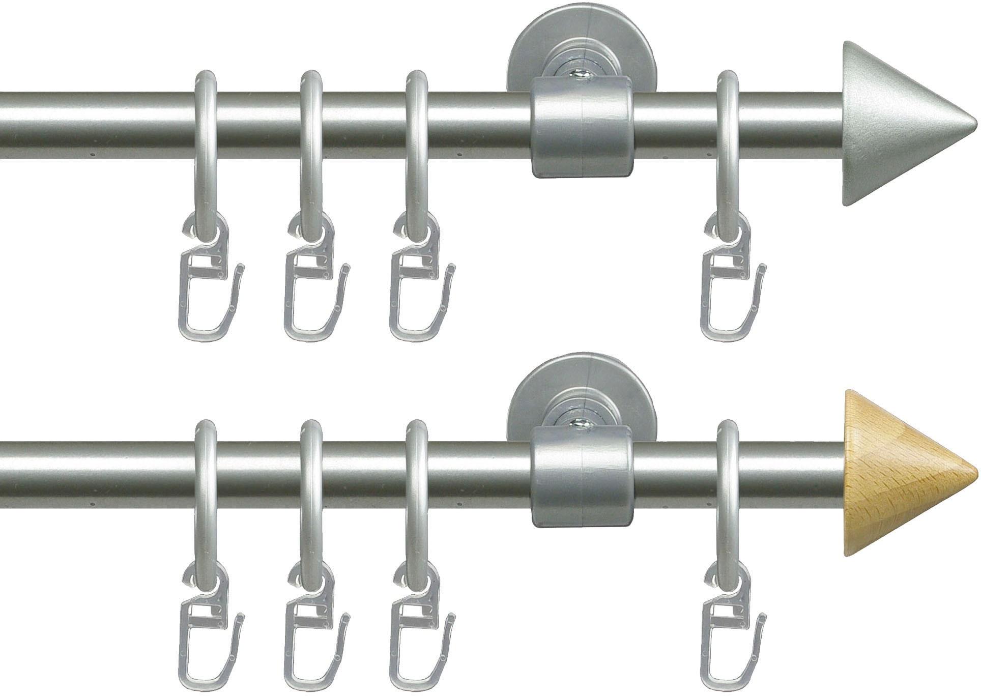 Gardinenstange LIEDECO "Stilgarnitur, Komplettstilgarnitur New York 16 mm" Gr. 3, beige (natur, silberfarben), L:200cm Ø:1,6mm, Eisen, Gardinenstangen, Gardinenstange, Gardinenstange Komplett