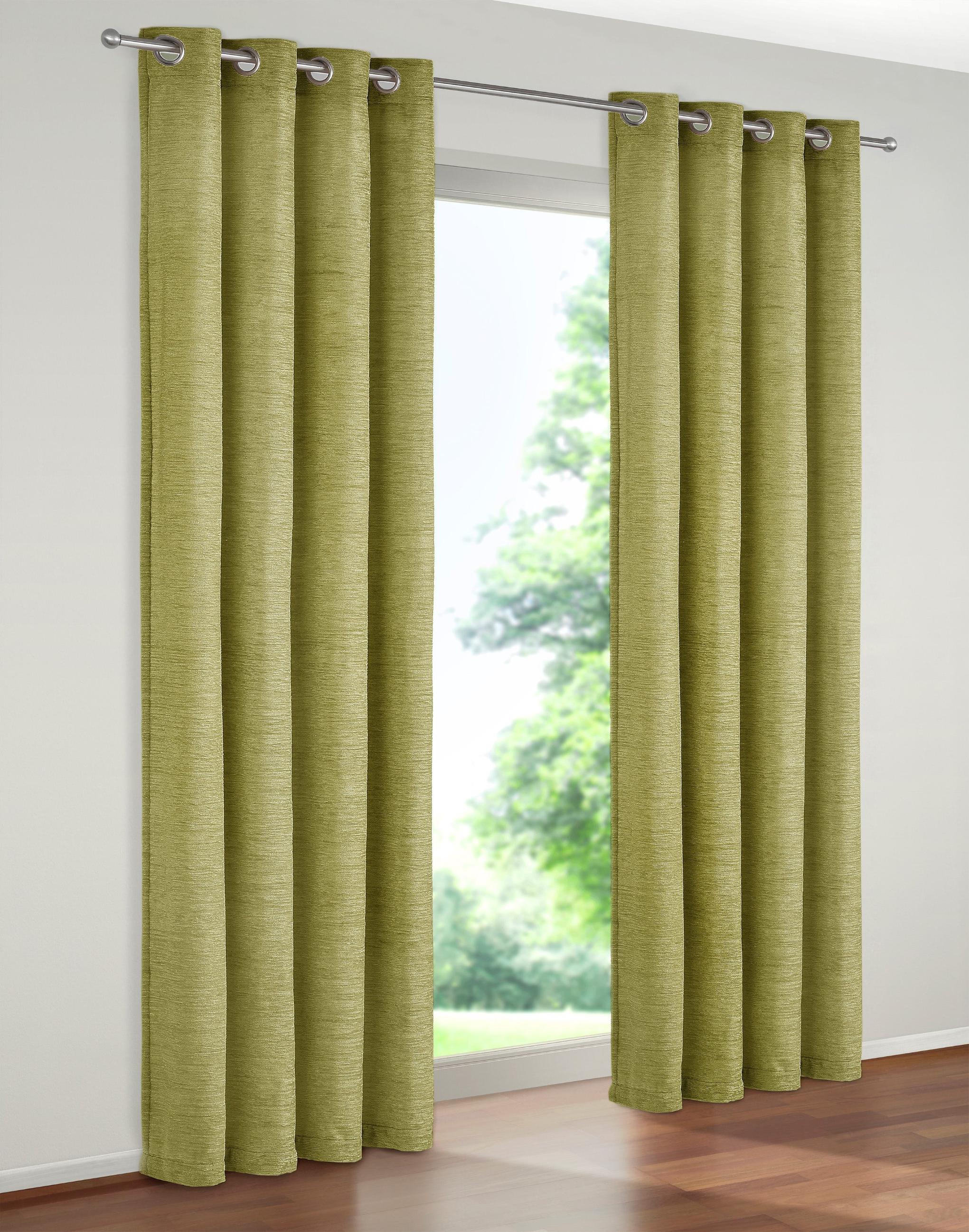 Vorhang WIRTH "Trondheim 234 g/m²" Gr. 2, grün (hellgrün), B:132cm H:160cm, Chenille, Polyacryl, Gardinen, Vorhang