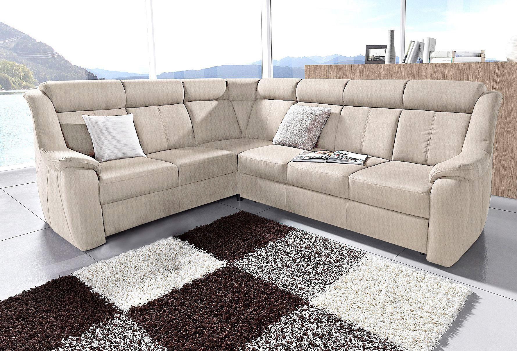 Ecksofa SIT & MORE "Basel L-Form", weiß (altweiß), B:261cm H:98cm T:211cm, Altara Nubuck, Luxus-Microfaser (100% Polyester;PRIMABELLE-Microfaser, Luxus-Microfaser (100% Polyester;SOFTLUX-Kunstleder;NaturLEDER (echtes Rindsleder), Sofas, Ecksofa, wahlweise mit Relaxfunktion