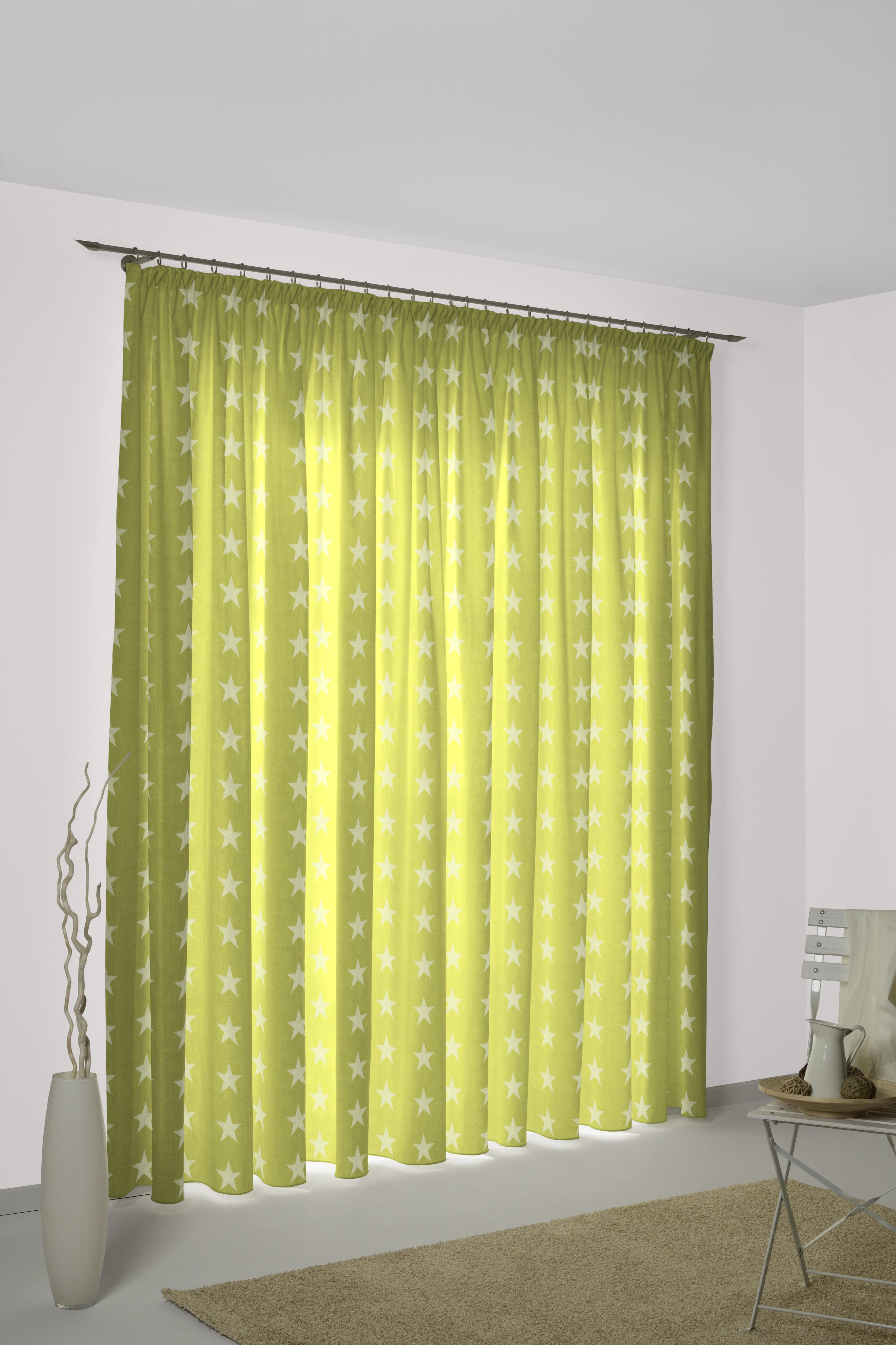 Vorhang WIRTH "FELINO" Gr. 2, grün, B:132cm H:175cm, Jacquard, Baumwolle, Polyester, Gardinen, Vorhang