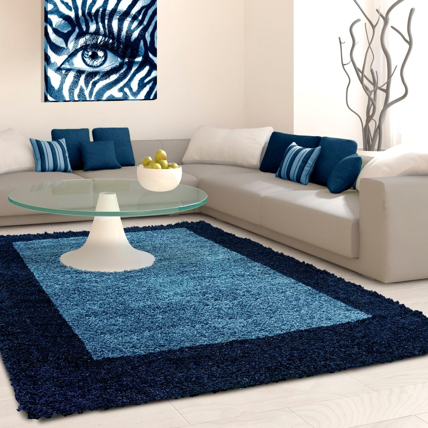 Hochflor-Teppich AYYILDIZ TEPPICHE "Life Shaggy 1503", blau (navy), B:160cm H:30mm L:230cm, Kunstfaser, Teppiche, Hochflor-Teppich, als Läufer und in rund erhältlich, Shaggy, Langflor, Wohnzimmer