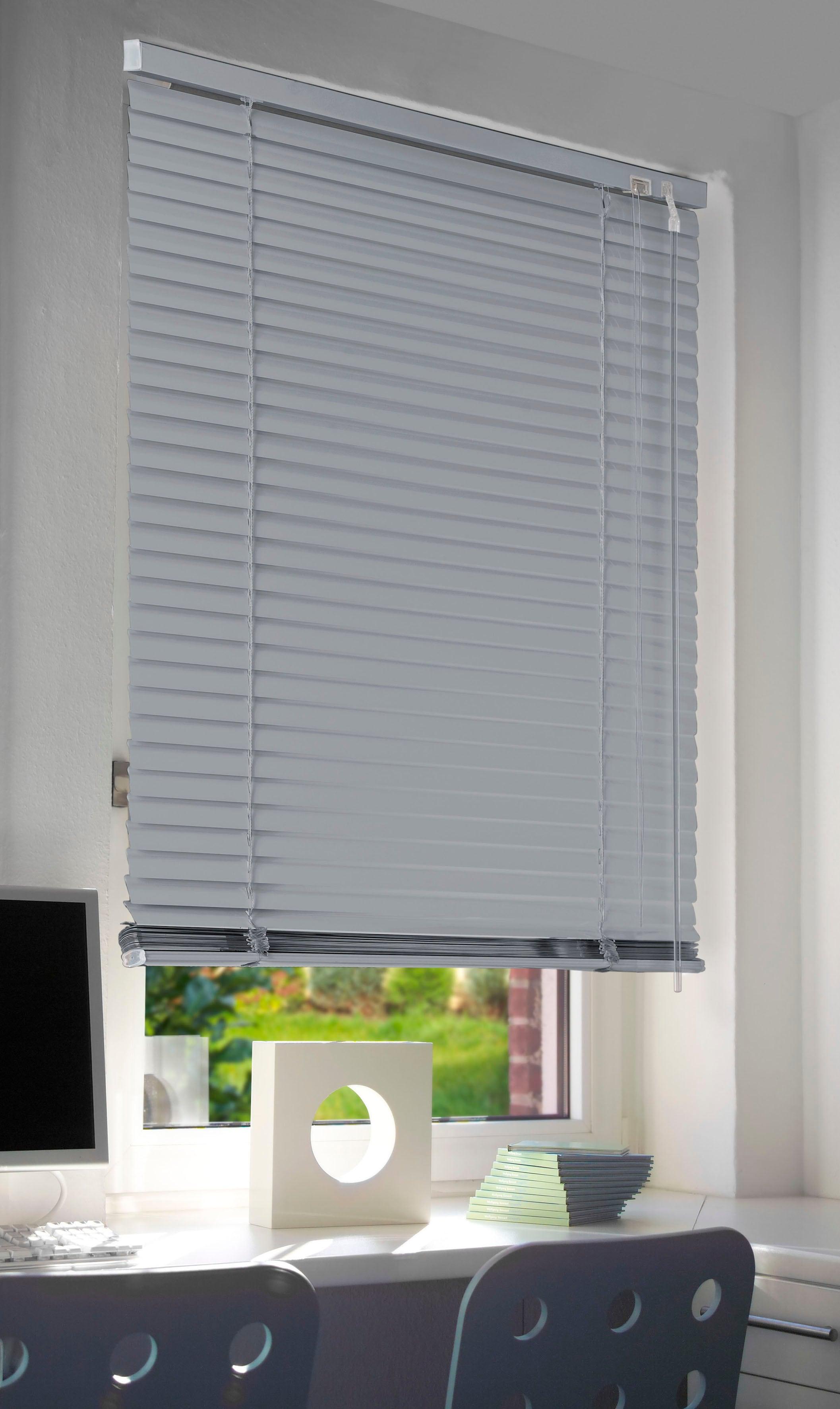 Jalousie KUTTI "Jalousie 'Sammy', freihängend, Aluminium, Montage an Wand oder Decke" Gr. 4, silber (silberfarben, silber), B:110cm H:130cm, Jalousien, Jalousie, Alu-Jalousie freihängend