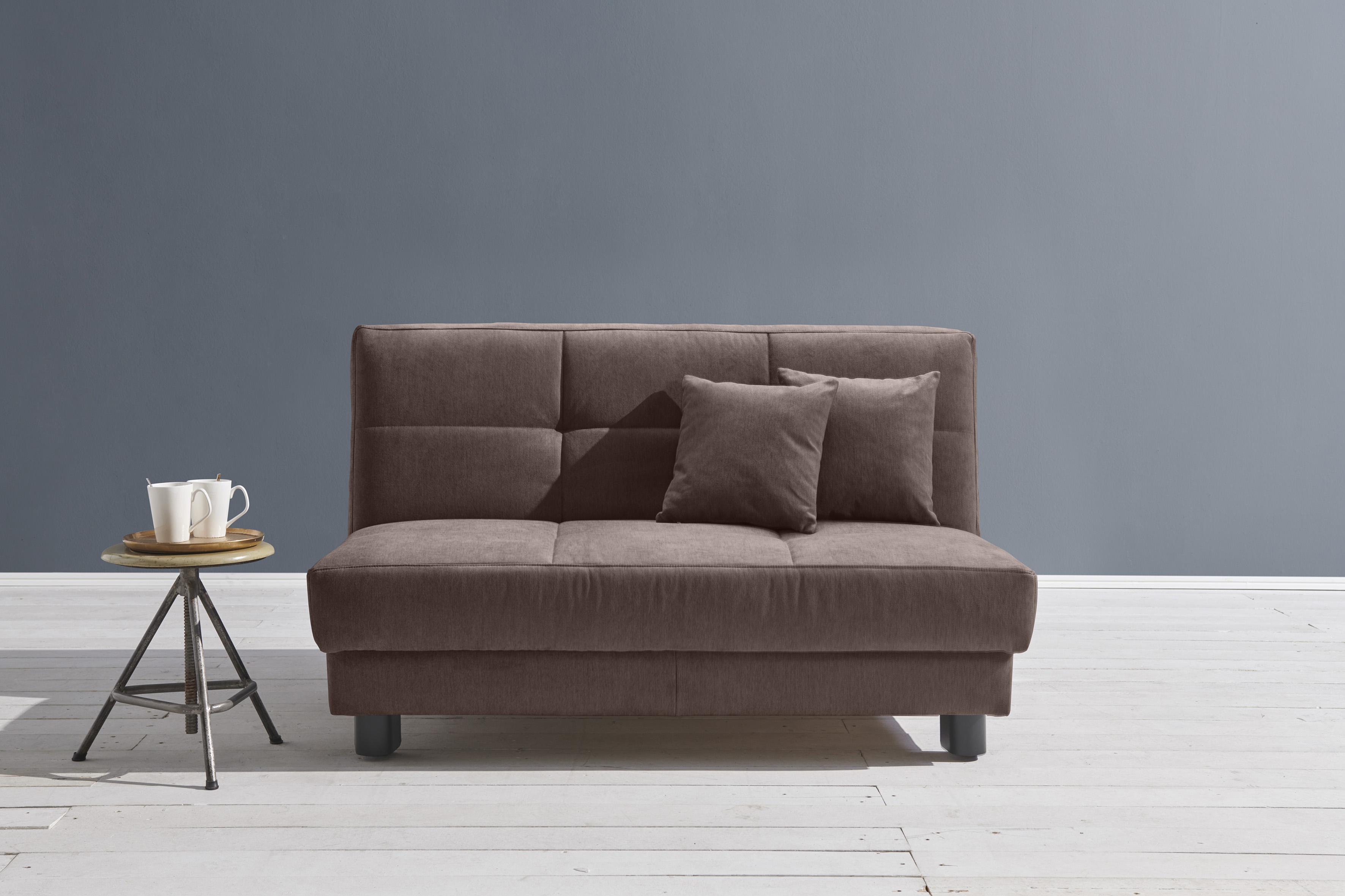 Schlafsofa ELL + ELL "Tilda", braun (dunkelbraun), B:160cm H:90cm T:100cm, 100% Polyester, Sofas, Schlafsofa, Breite 160 cm, inkl. 2 Zierkissen