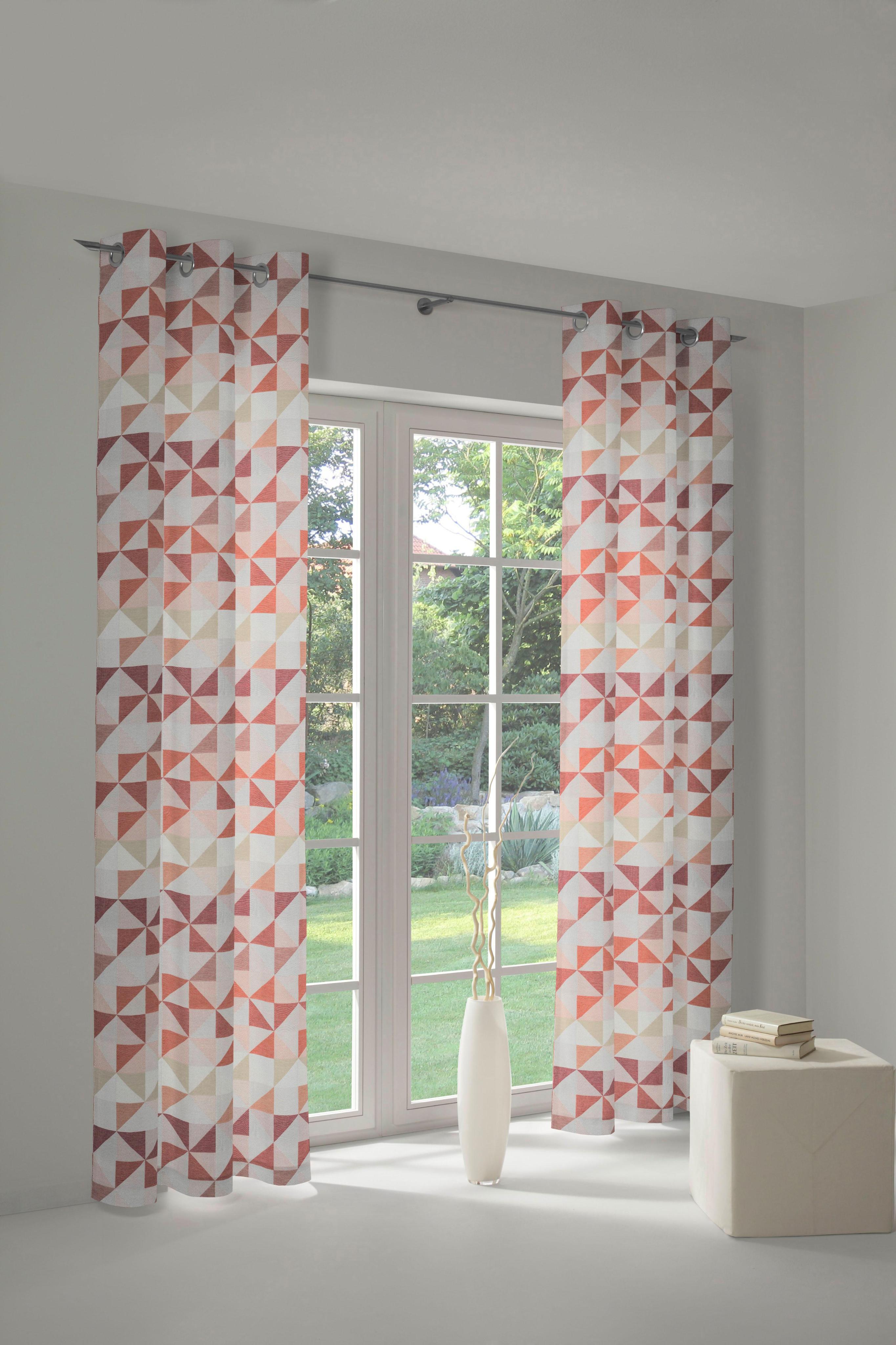 Vorhang WIRTH "Berlare" Gr. 2, orange (terrakotta), B:132cm H:175cm, Jacquard, Baumwolle, Polyester, Gardinen, Vorhang