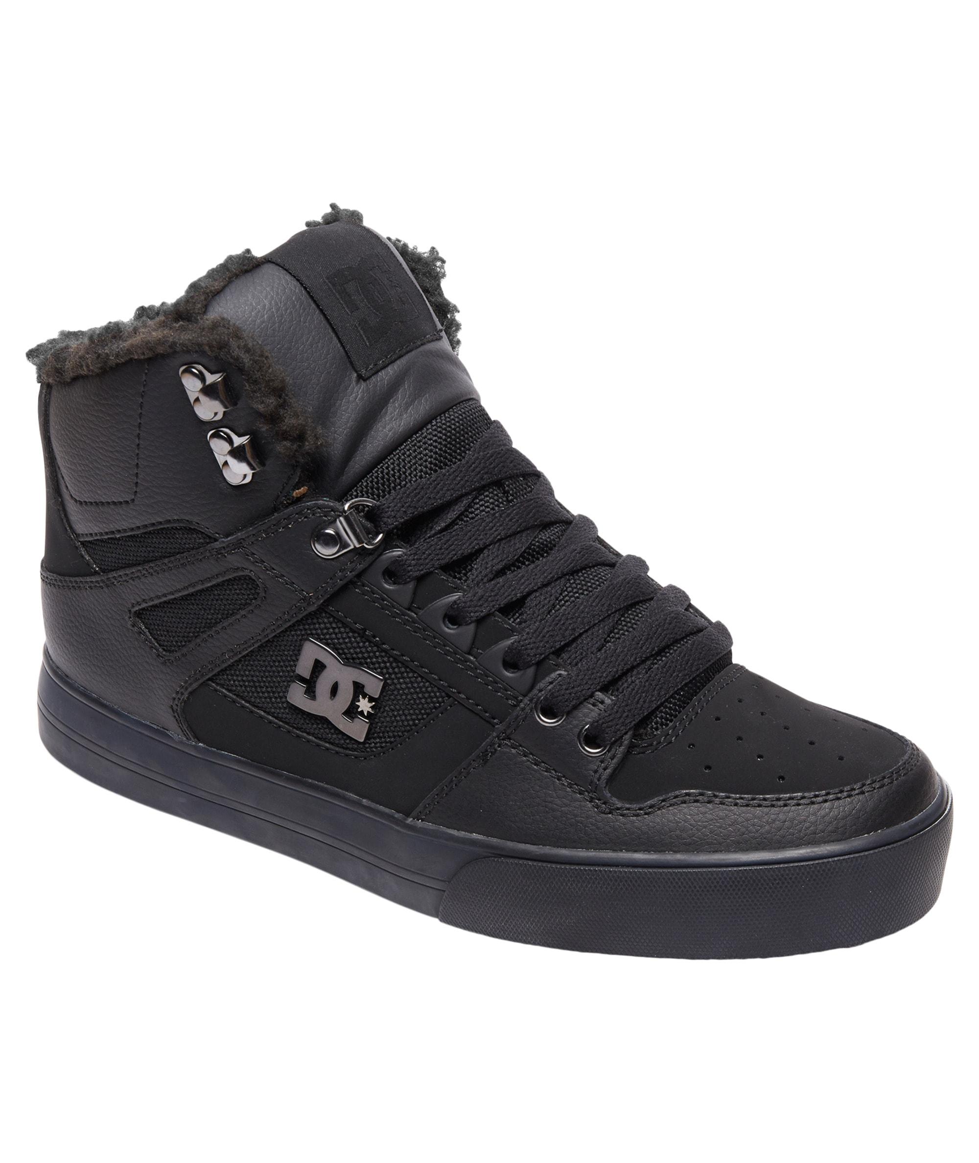 Sneakerboots DC SHOES "PURE HIGH-TOP WC WNT", Herren, Gr. 44, schwarz (schwarz, schwarz, schwarz), Leder, unifarben, Schuhe Sneakerboots, Winterschuhe, Winterboots, Schnürboots, Wintersneaker, gefüttert