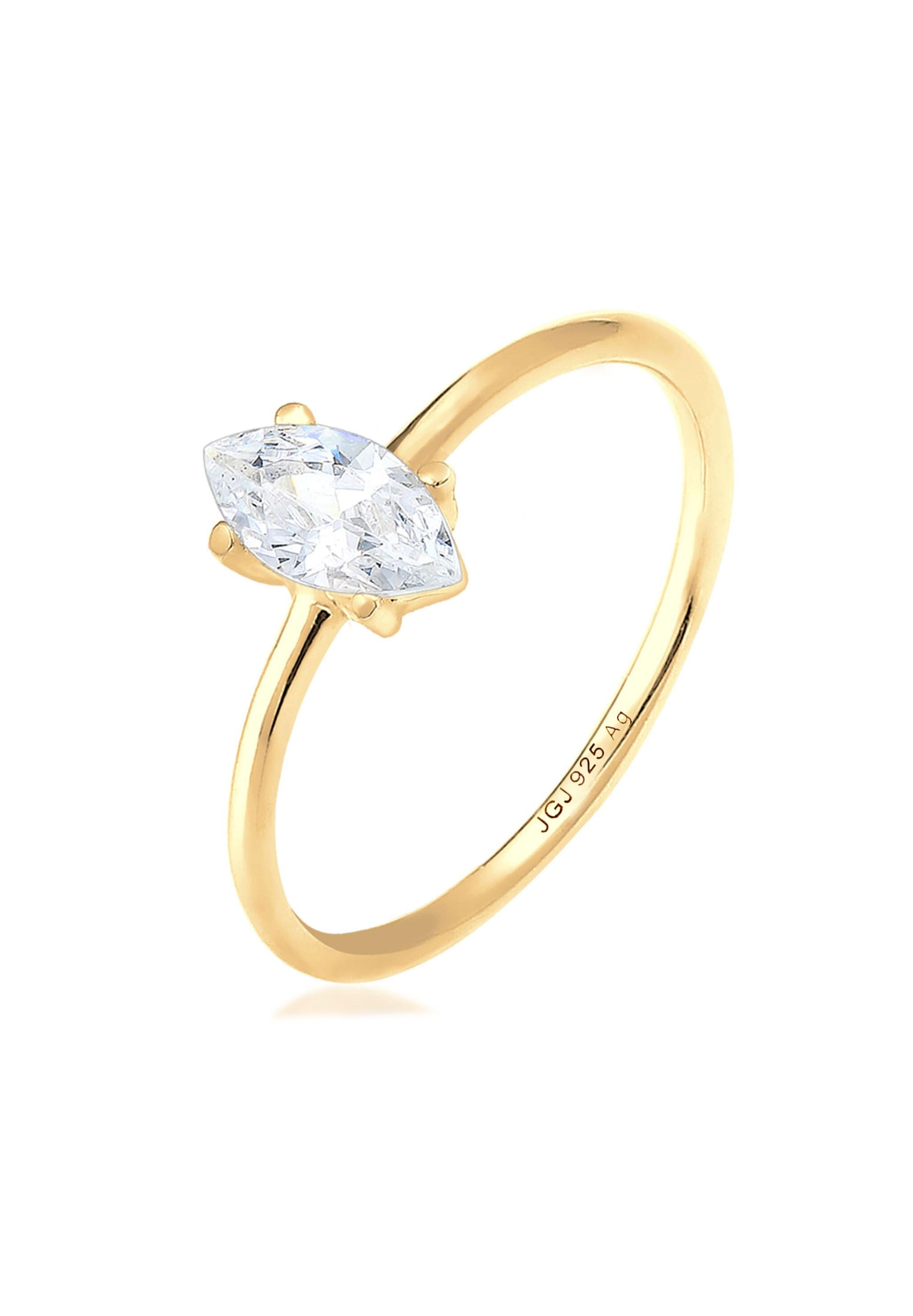 Verlobungsring ELLI "Ring Verlobung Marquise Zirkonia Stein 925 Silber" Gr. 58, weiß, Fingerringe, Damen, 58, Silber 925 (Sterlingsilber), Verlobungsring