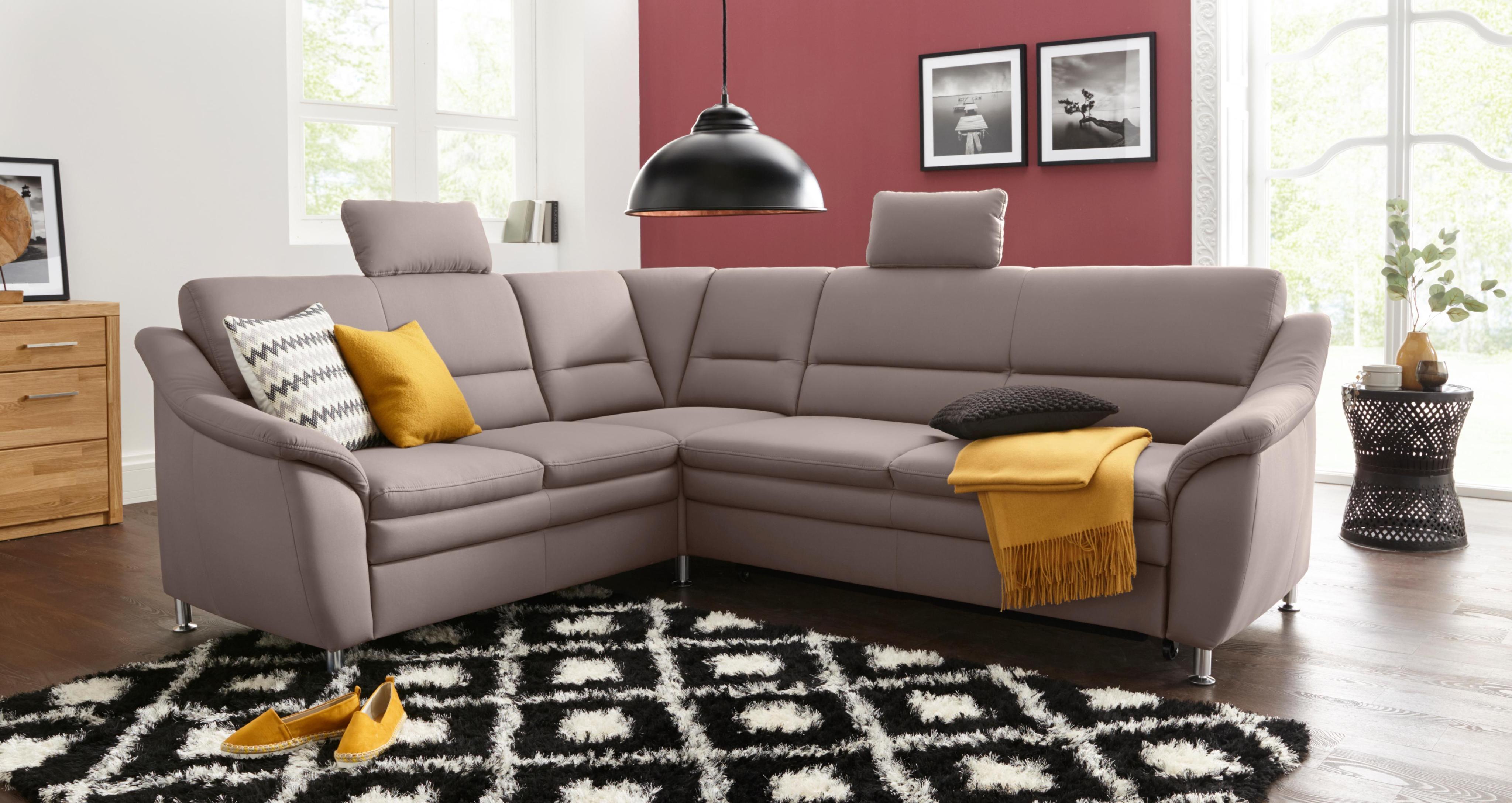 Ecksofa SIT & MORE "Cardoso L-Form", grau (hellgrau), B:249cm H:90cm T:209cm, Flachgewebe (100% Polyester);Struktur (100% Polyester);Luxus-Microfaser (90% Polyester, 10% Polyamid), Sofas, Ecksofa, mit Federkern, wahlweise mit Bettfunktion und Schubkasten