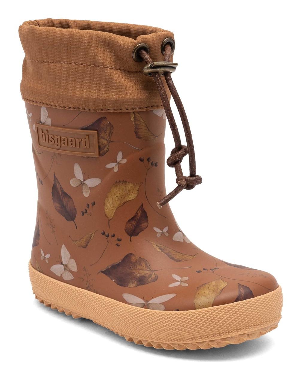 Gummistiefel BISGAARD "thermo", Jungen, Gr. 35, braun (beige fallen leaf braun), Gummi, Basic, Schuhe Gummistiefel, Boots mit Lammwolle, Größenschablone zum Download