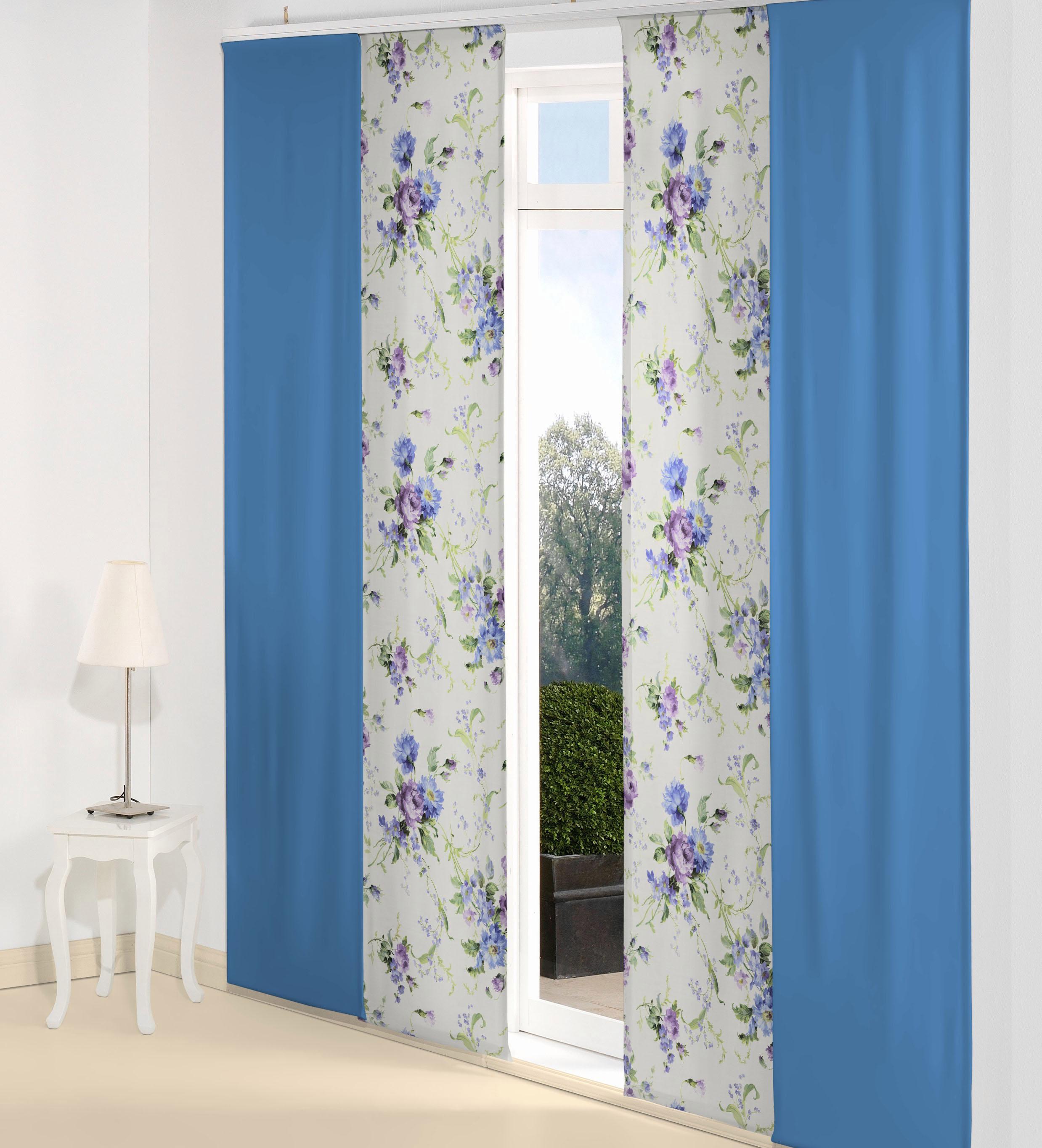 Schiebegardine WIRTH "MONTROSE" Gr. 3, lila (lila, blau), B:60cm H:225cm, Polyester, Gardinen, Schiebegardine, inkl. Beschwerungsstange