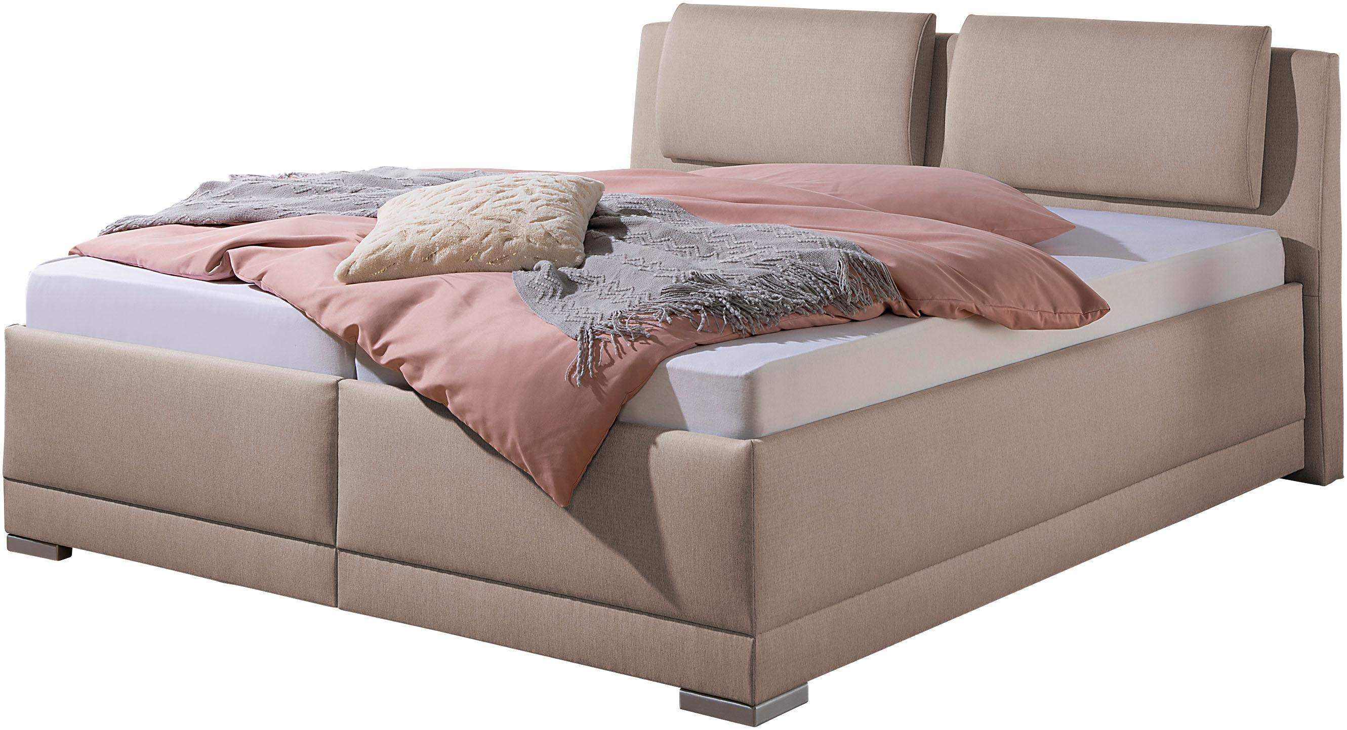 Polsterbett MAINTAL "Oderzo", grau (taupe), B:212cm L:230cm, Struktur (100% Polyester), Betten, Polsterbett, inkl. Bettkasten, Kopfteilverstellung, Matratzen in H2 oder H3 wählbar