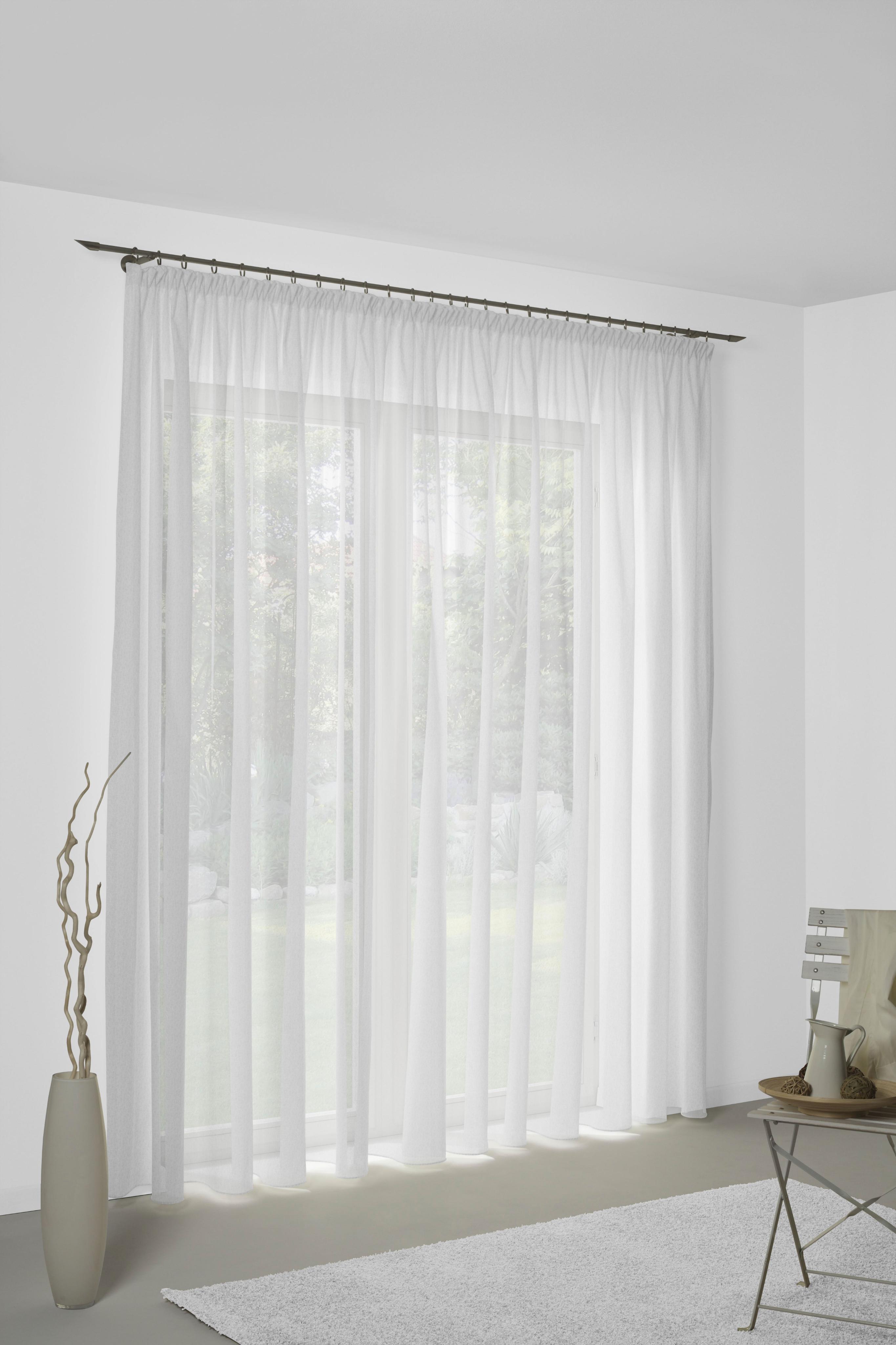 Vorhang WIRTH "Sunday", weiß, B:142cm H:175cm, Jacquard, Baumwolle, Polyester, Gardinen, Vorhang, nach Maß