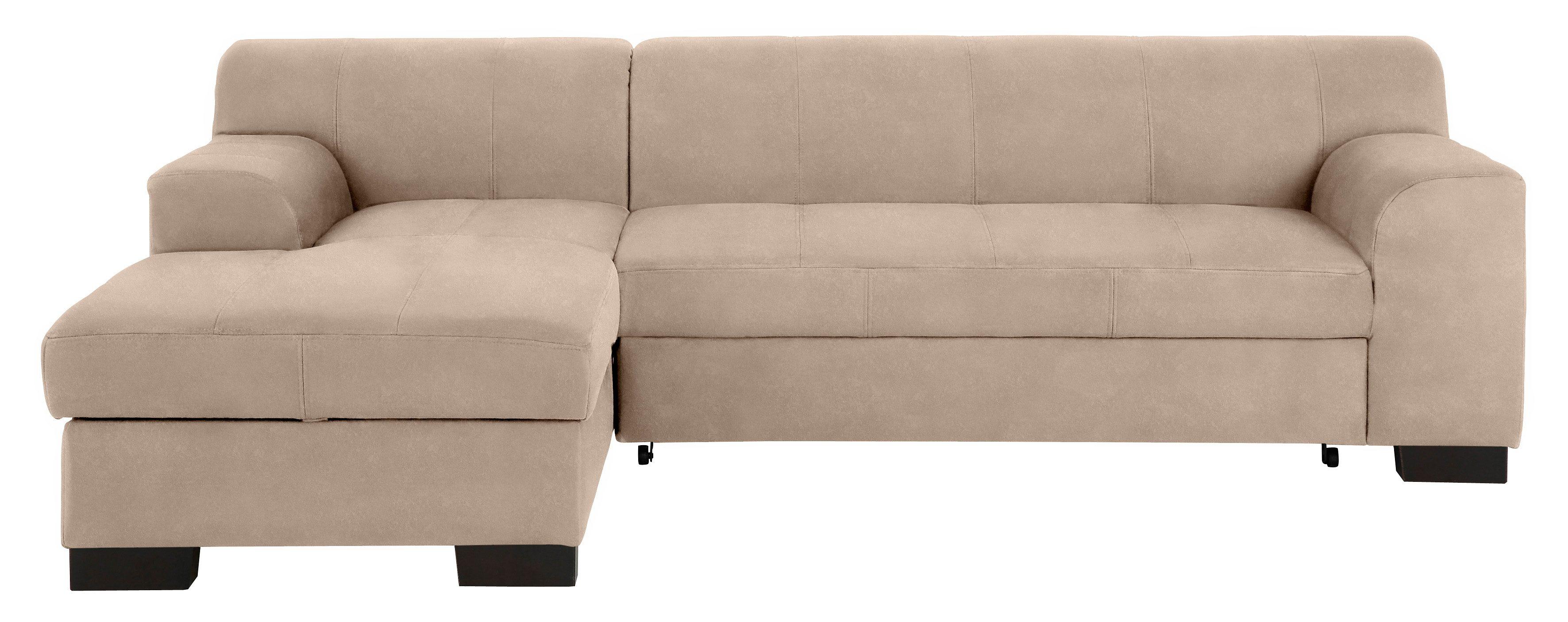 Ecksofa HOME AFFAIRE "Falk klare Linien, elegant und zeitlos, L-Form", beige (natur), B:262cm H:77cm T:159cm, Sofas, Ecksofa, mit Federkern und wahlweise mit Bettfunktion