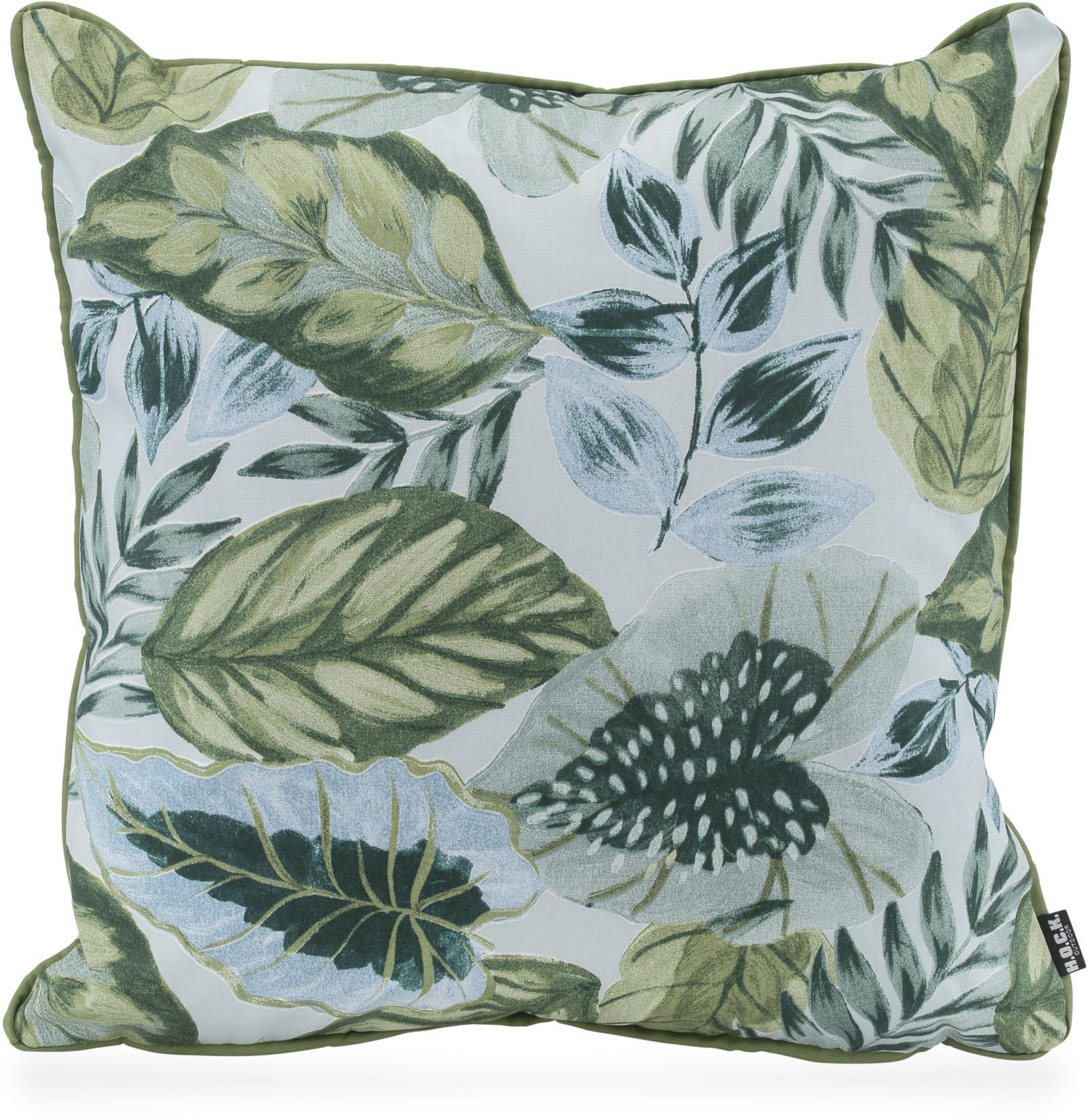 Dekokissen H.O.C.K. "Tropical" Gr. 2, bunt (aquablau, lindgrün, gemustert), B:50cm H:10cm L:50cm, Polyacryl, Dekokissen_Sitzkissen_Kissenhüllen, Dekokissen, Kissenhülle mit Füllung, 1 Stück