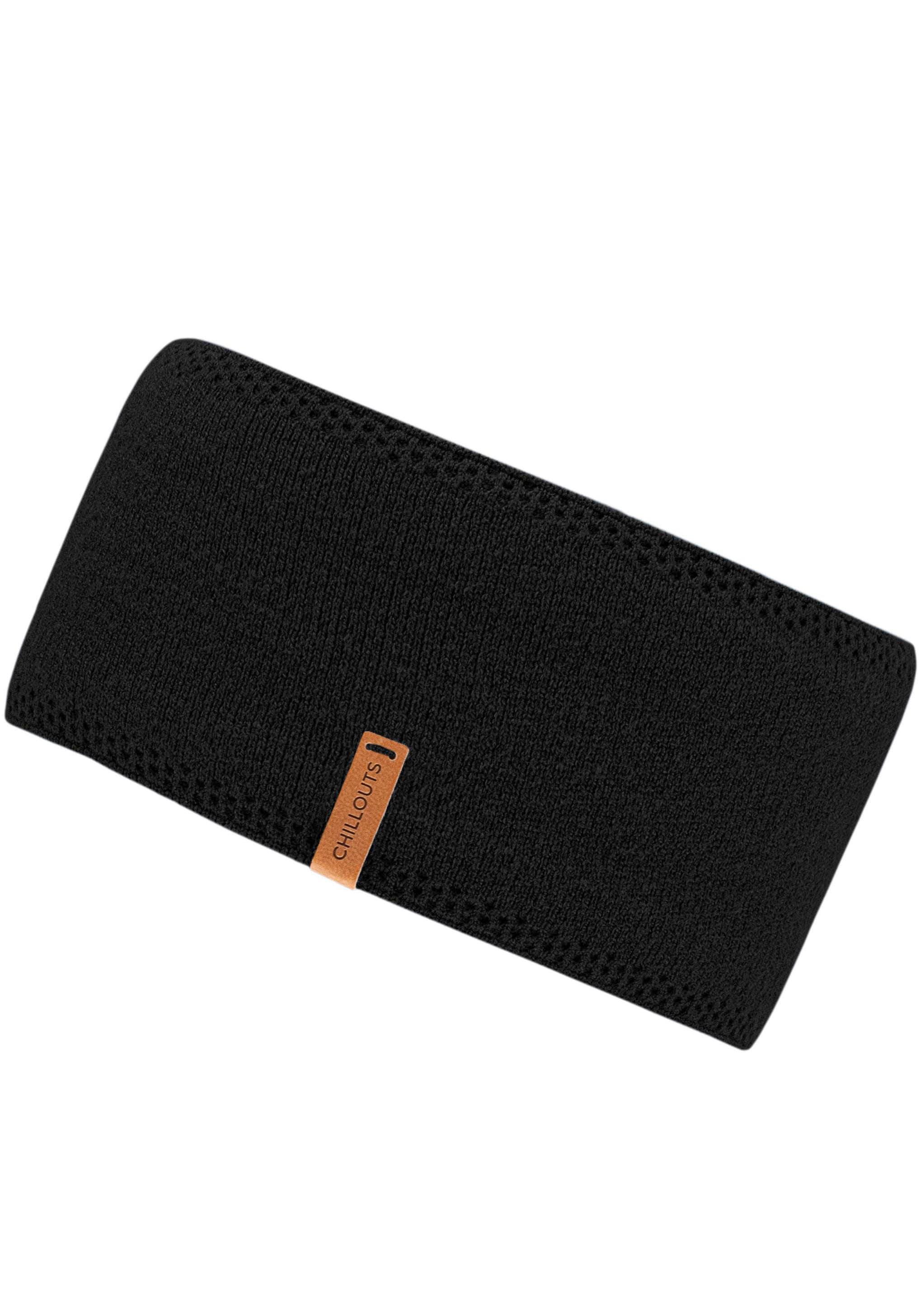Stirnband CHILLOUTS "Neo Headband", Damen, schwarz, Feinstrick, Materialmix, unifarben, Mützen Stirnband, Breites Stirnband, Ohrenwärmer gefüttert