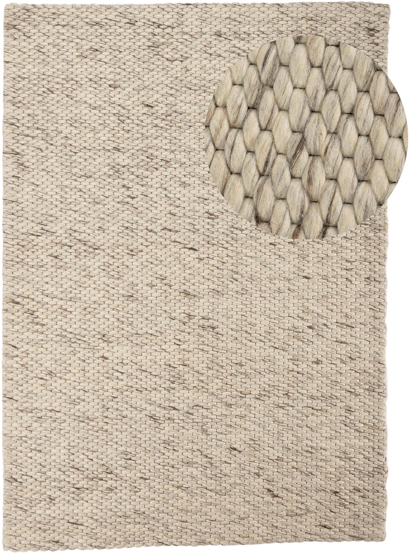 Wollteppich CARPETFINE "Sina, auch als Läufer", beige (dunkelbeige), B:200cm H:14mm L:290cm, Wolle, Teppiche, Wollteppich, Handweb Teppich, reine Wolle, meliert, handgewebt, weich & kuschelig