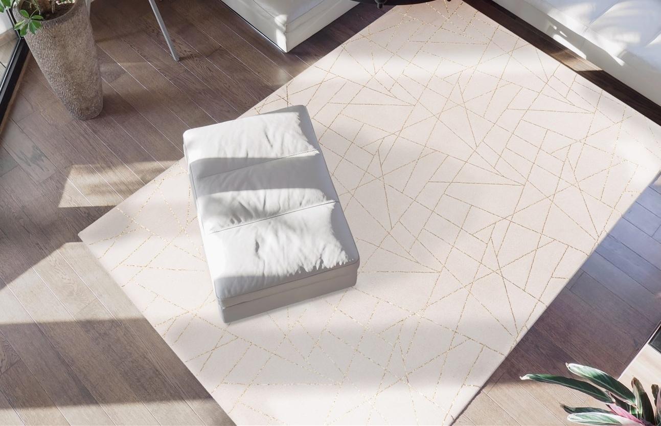 Teppich ME GUSTA "Bijou 125", beige (creme, goldfarben), B:80cm H:20mm L:150cm, Polyester, Teppiche, Teppich, Glanz Effekt, weicher Flor, Wohnzimmer, Schlafzimmer