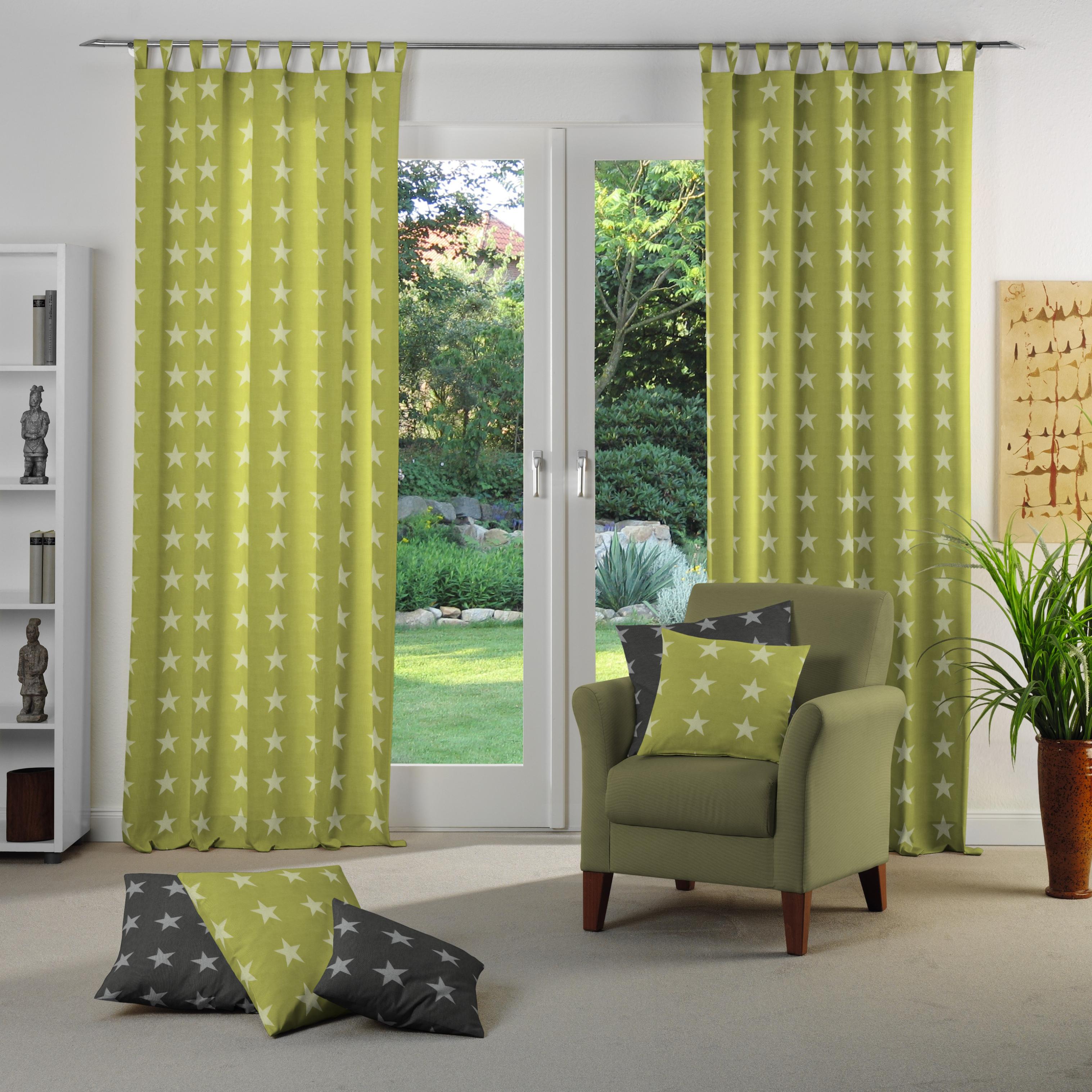 Vorhang WIRTH "FELINO" Gr. 3, grün, B:132cm H:225cm, Jacquard, Baumwolle, Polyester, Gardinen, Vorhang