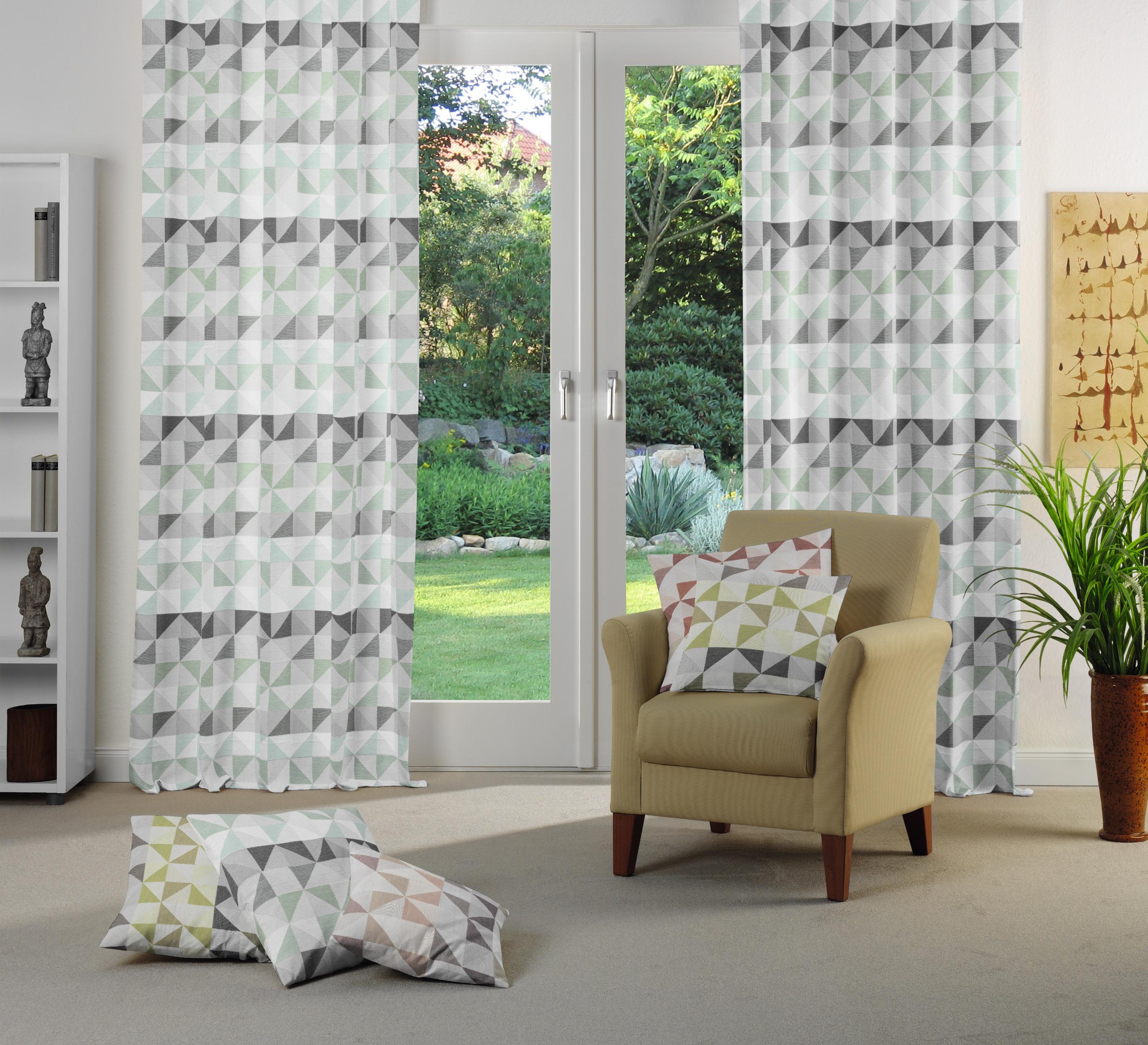 Vorhang WIRTH "Berlare", grün (mint), B:132cm H:235cm, Jacquard, Baumwolle, Polyester, Gardinen, Vorhang