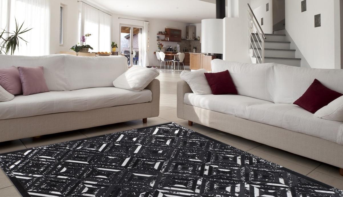 Lederteppich MY HOME "Faris" Gr. 2, silber (silberfarben, schwarz), B:80cm H:8mm L:150cm, Leder, Teppiche, Lederteppich, echtes Leder, robuster Teppich