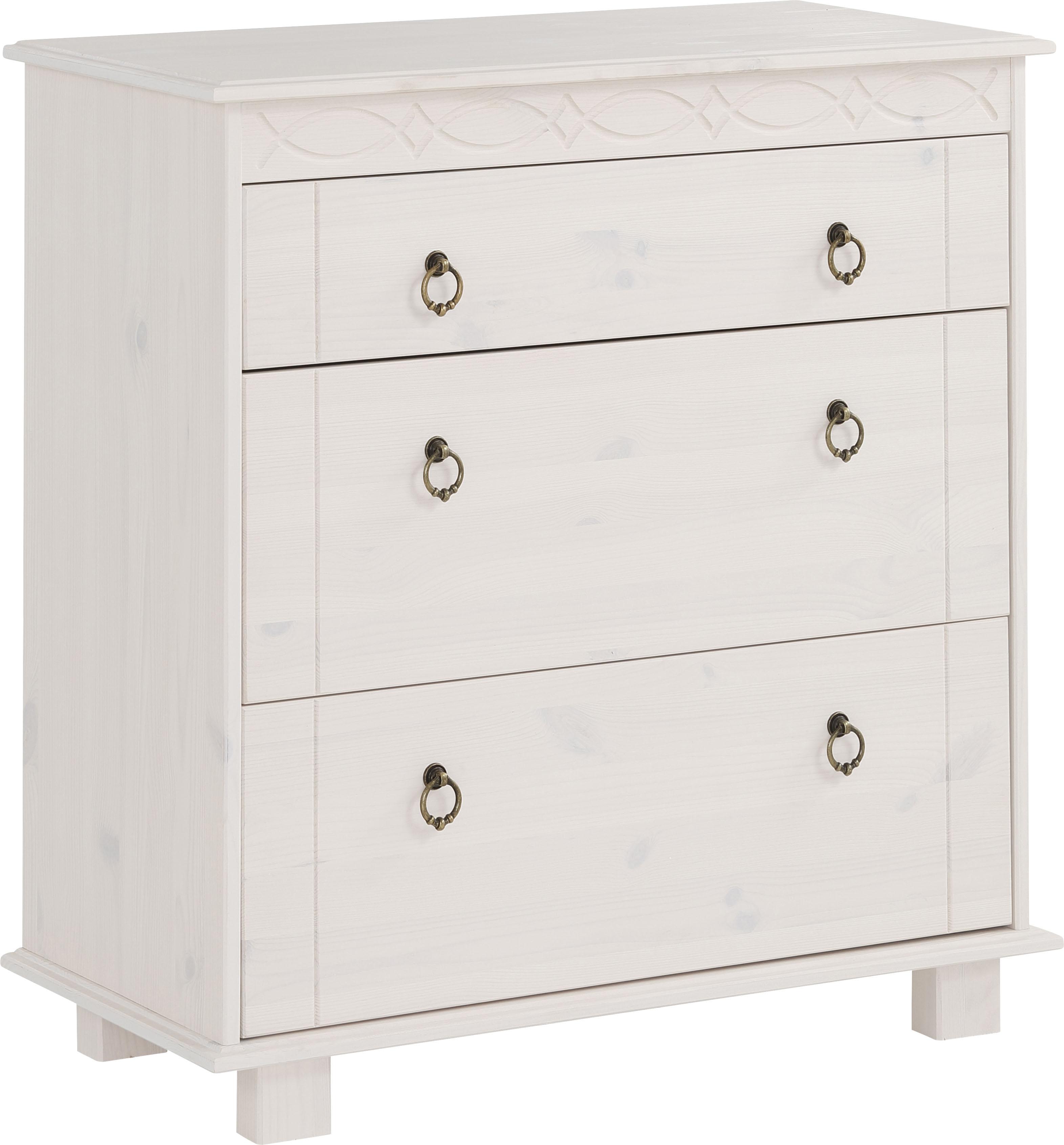 Kommode OTTO HOME "Indra", weiß, B:74cm H:75cm T:35cm, Massivholz, Sideboards, Kommode, 74 cm breit