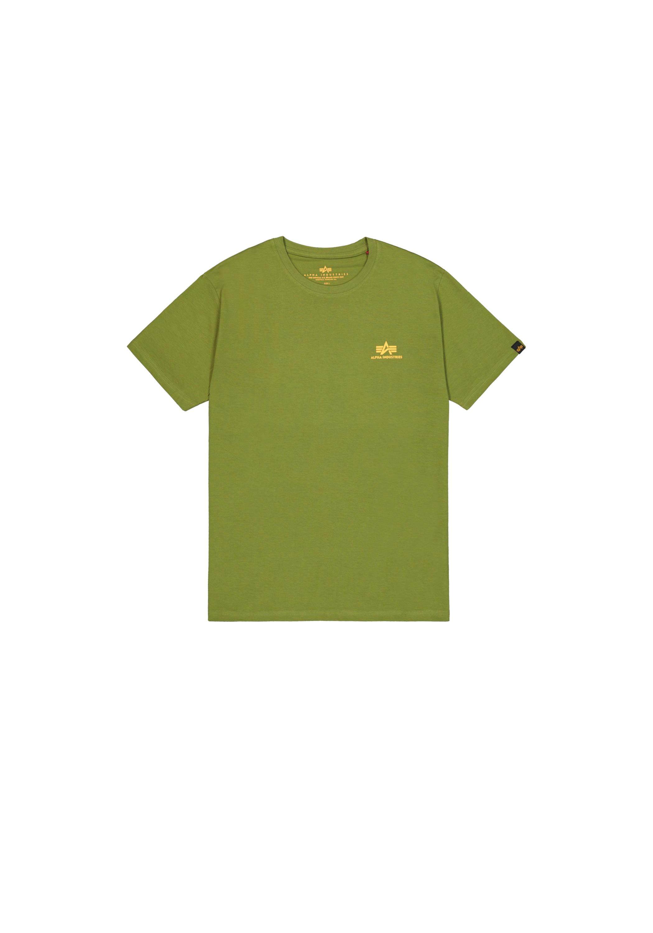 T-Shirt ALPHA INDUSTRIES "Basic T-Shirt SL", Herren, Gr. M, grün (moss grün), Obermaterial: 100% Baumwolle, Shirts T-Shirt
