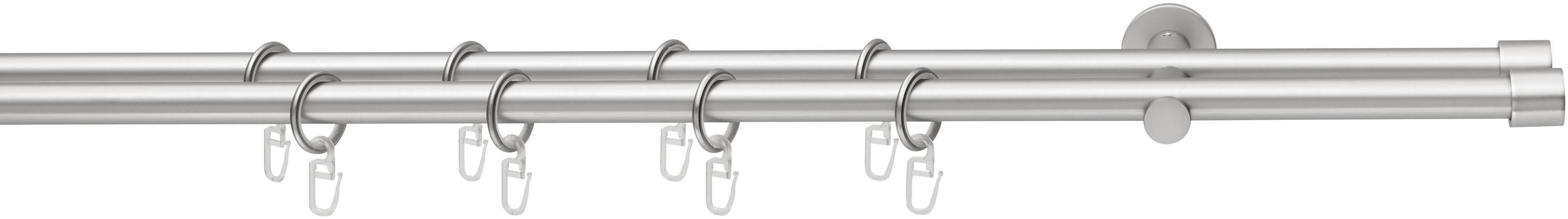 Gardinenstange GOOD LIFE "CAP" Gr. 2, grau (chromfarben), L:470cm Ø:16mm, Kunststoff, Metall, Gardinenstangen, Gardinenstange, mit Ringen