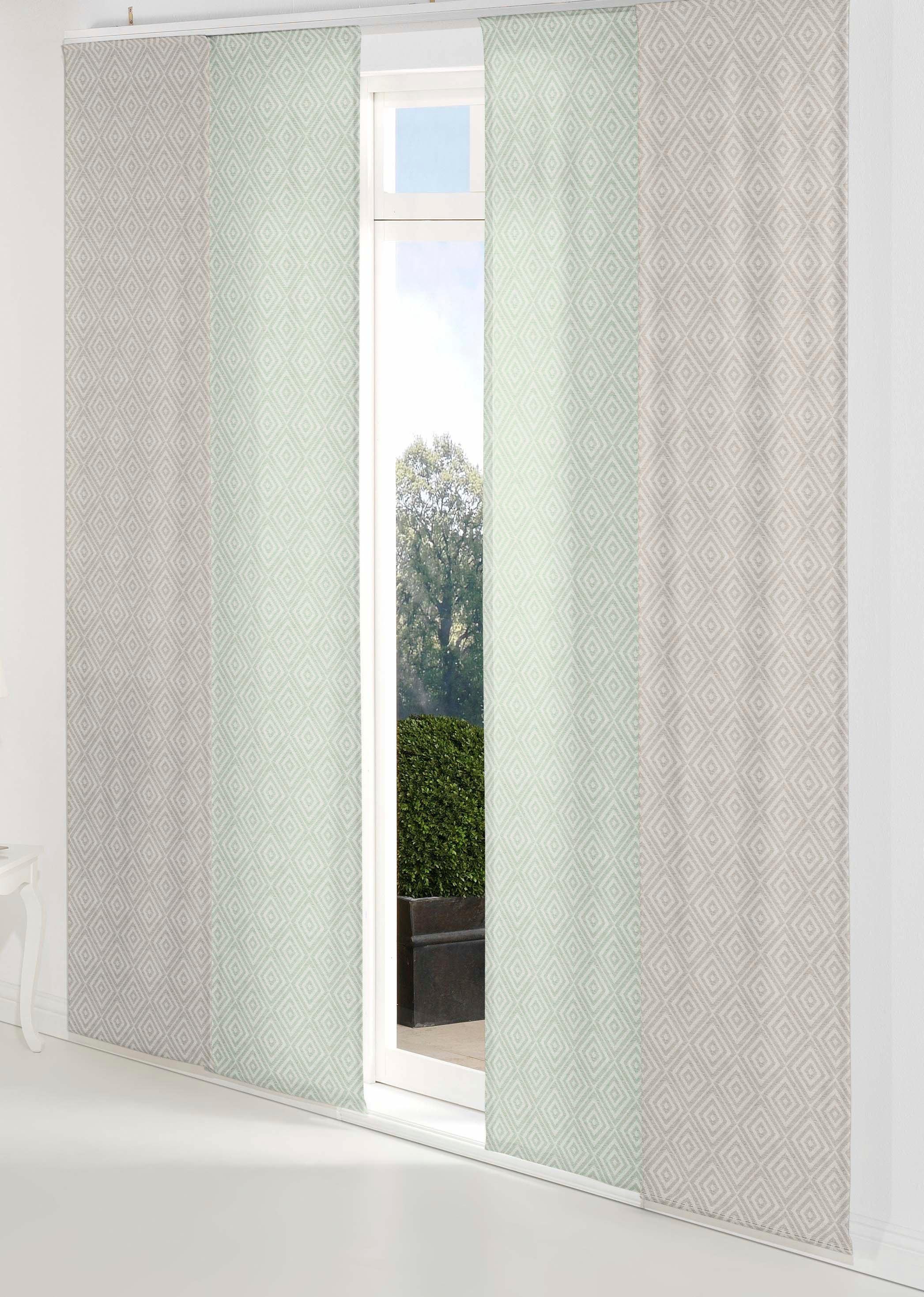 Schiebegardine WIRTH "Telfort" Gr. 2, grün, B:60cm H:175cm, Jacquard, Baumwolle, Polyester, Gardinen, Schiebegardine