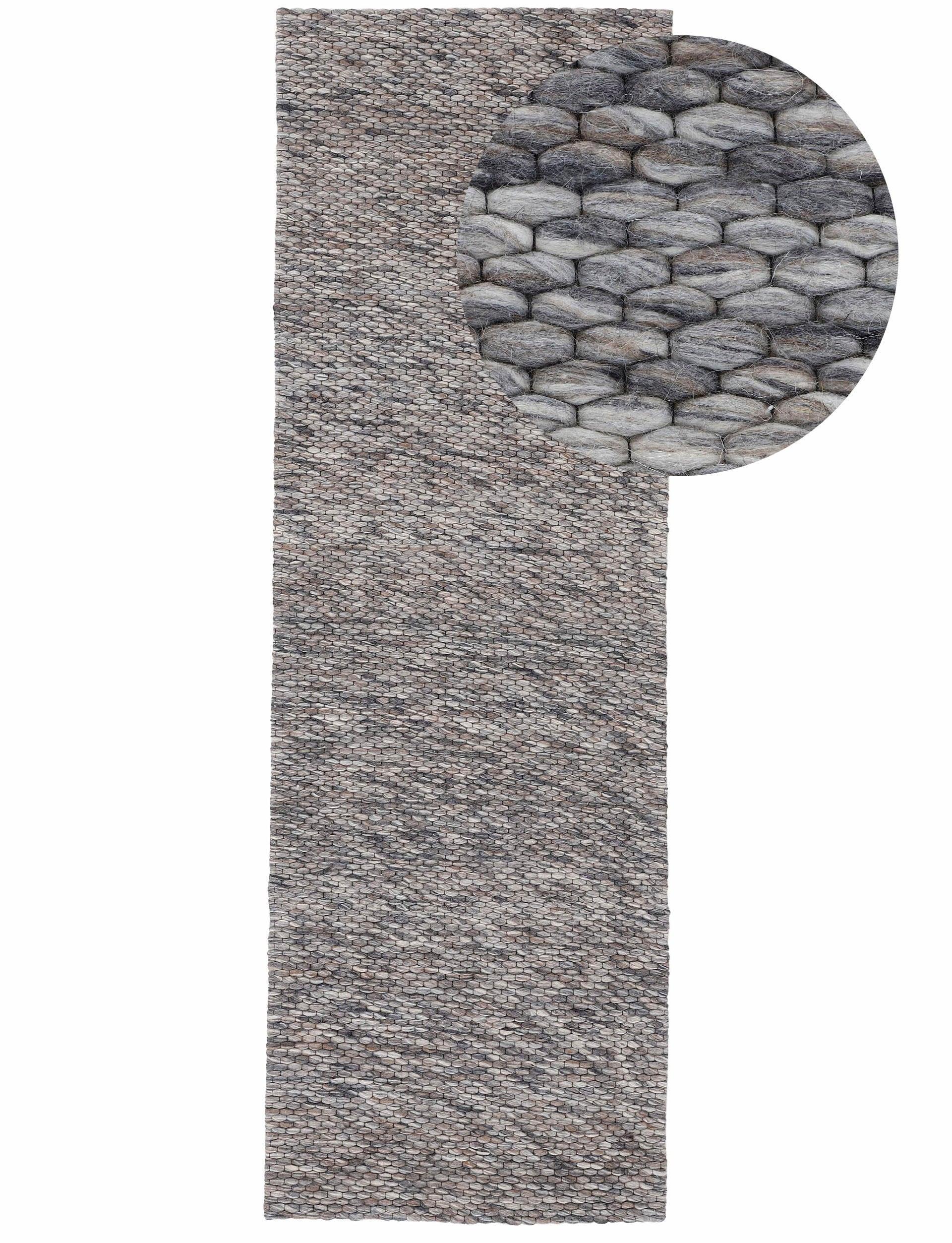 Wollteppich CARPETFINE "Sina, auch als Läufer", grau (dunkelgrau), B:60cm H:14mm L:180cm, Wolle, Teppiche, Wollteppich, Handweb Teppich, reine Wolle, meliert, handgewebt, weich & kuschelig